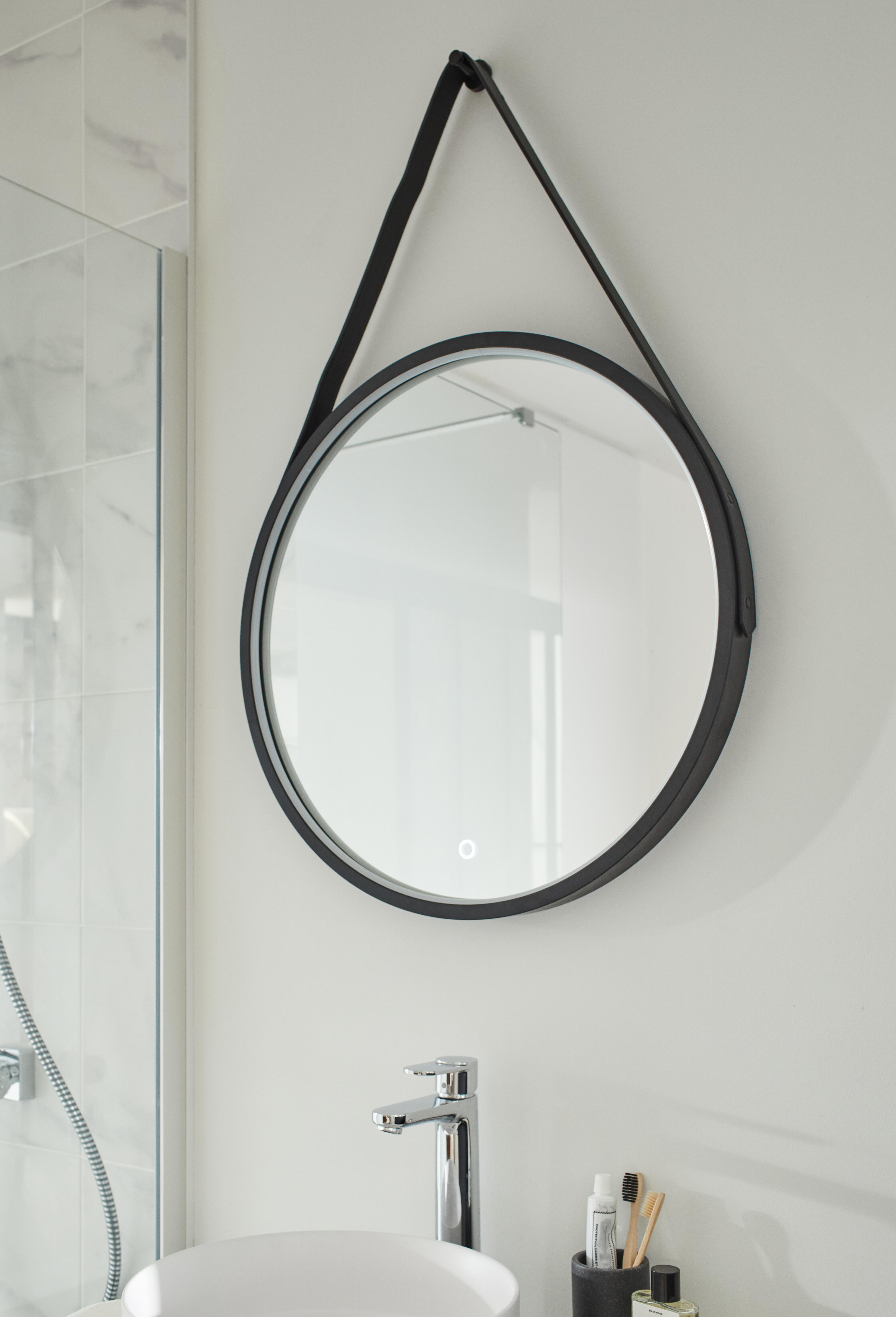 Miroir lumineux rond noir Diam.60 cm Barber, Tactile, Antibuée, Variateur - 4