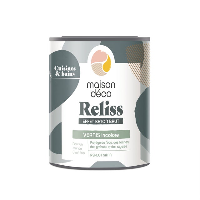 Vernis Reliss béton brut, MAISON DECO, vernis incolore satiné, 1L
