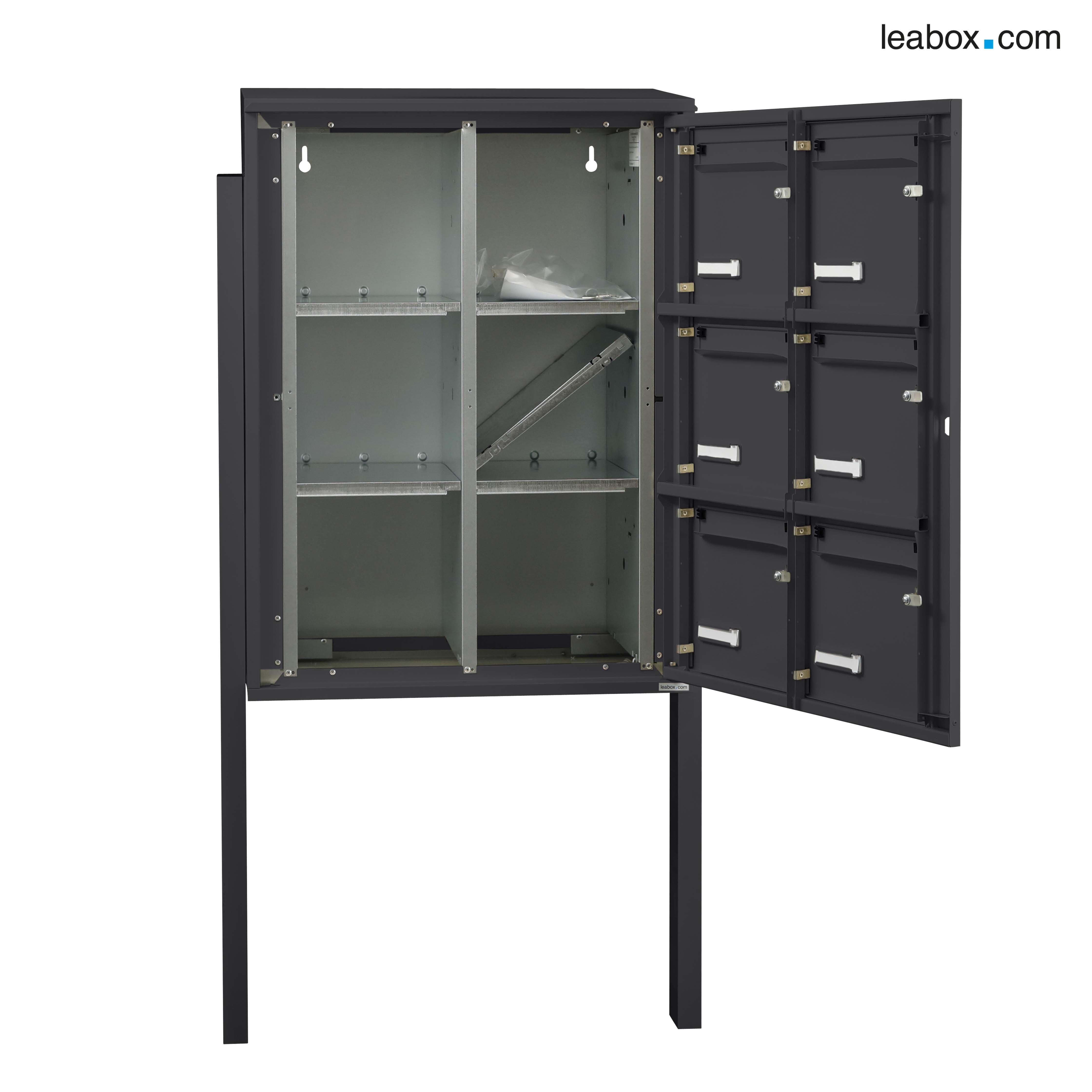 Boîte aux lettres collective extérieur LEABOX.COM 2x3 acier anthracite brillant - 3