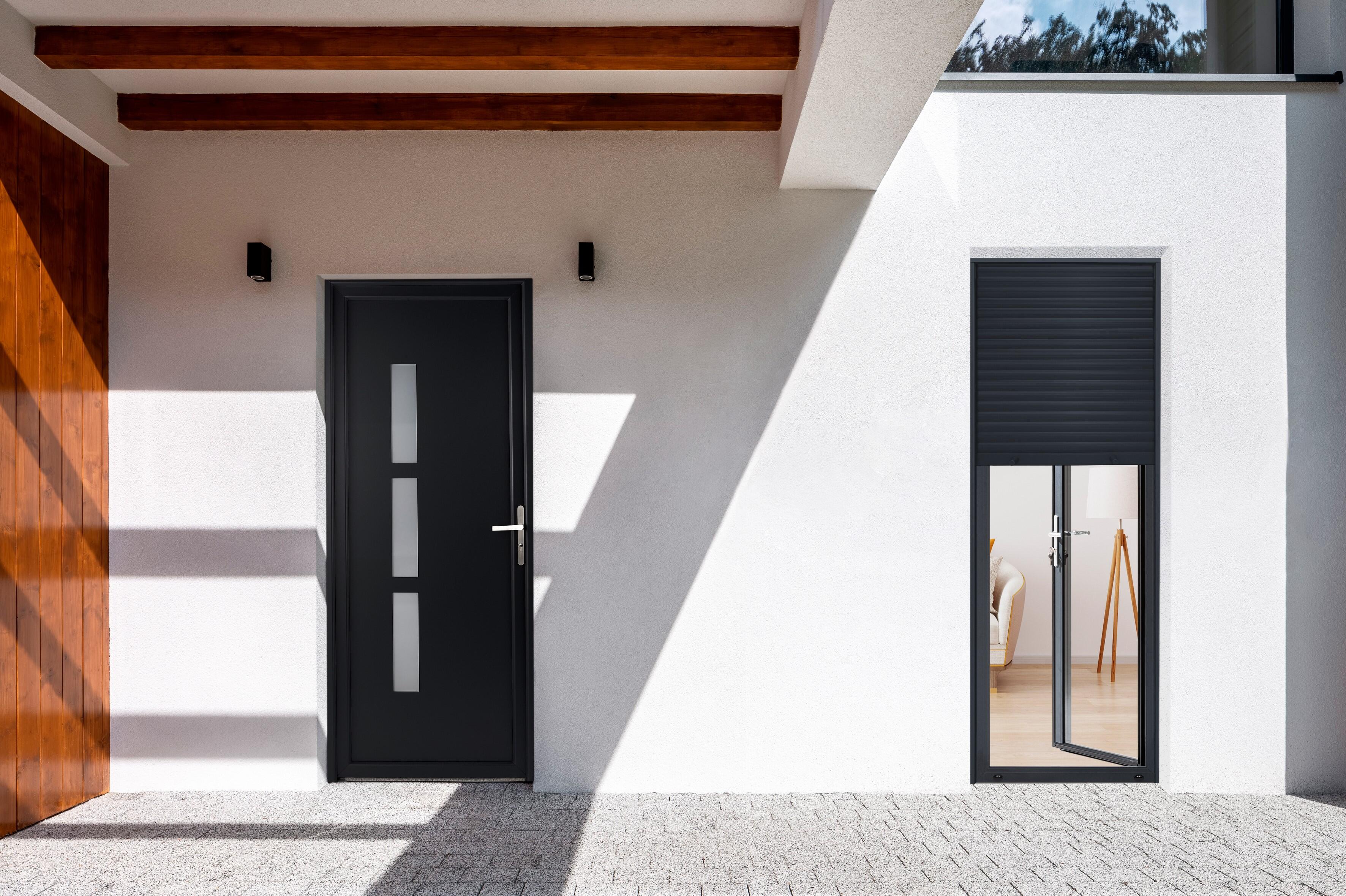 Porte fenêtre/vol.roulant alu Essentiel H.215xl.90cm 1vt tirant G gris anthracit - 5