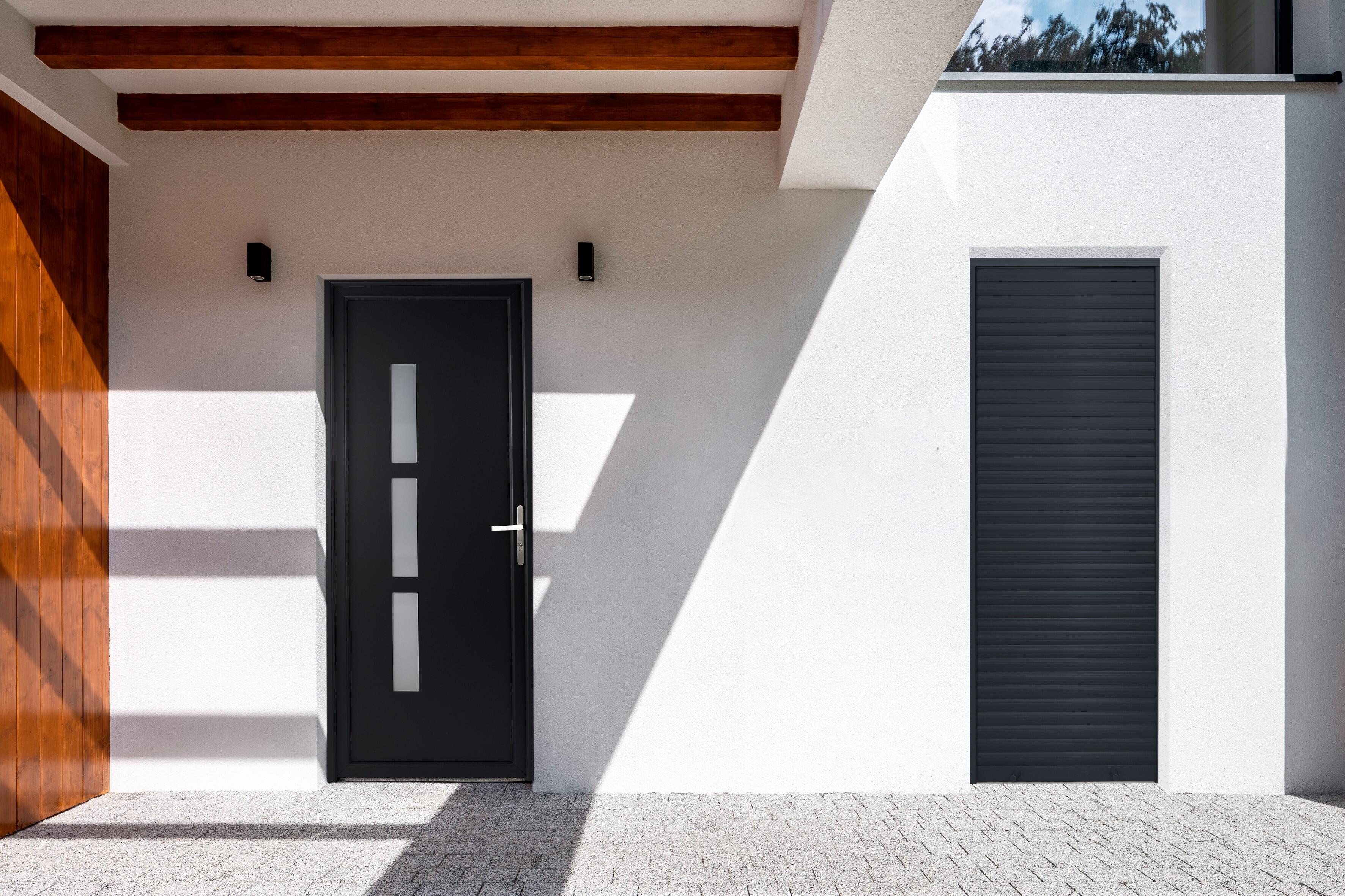Porte fenêtre/vol.roulant alu Essentiel H.215xl.90cm 1vt tirant G gris anthracit - 4