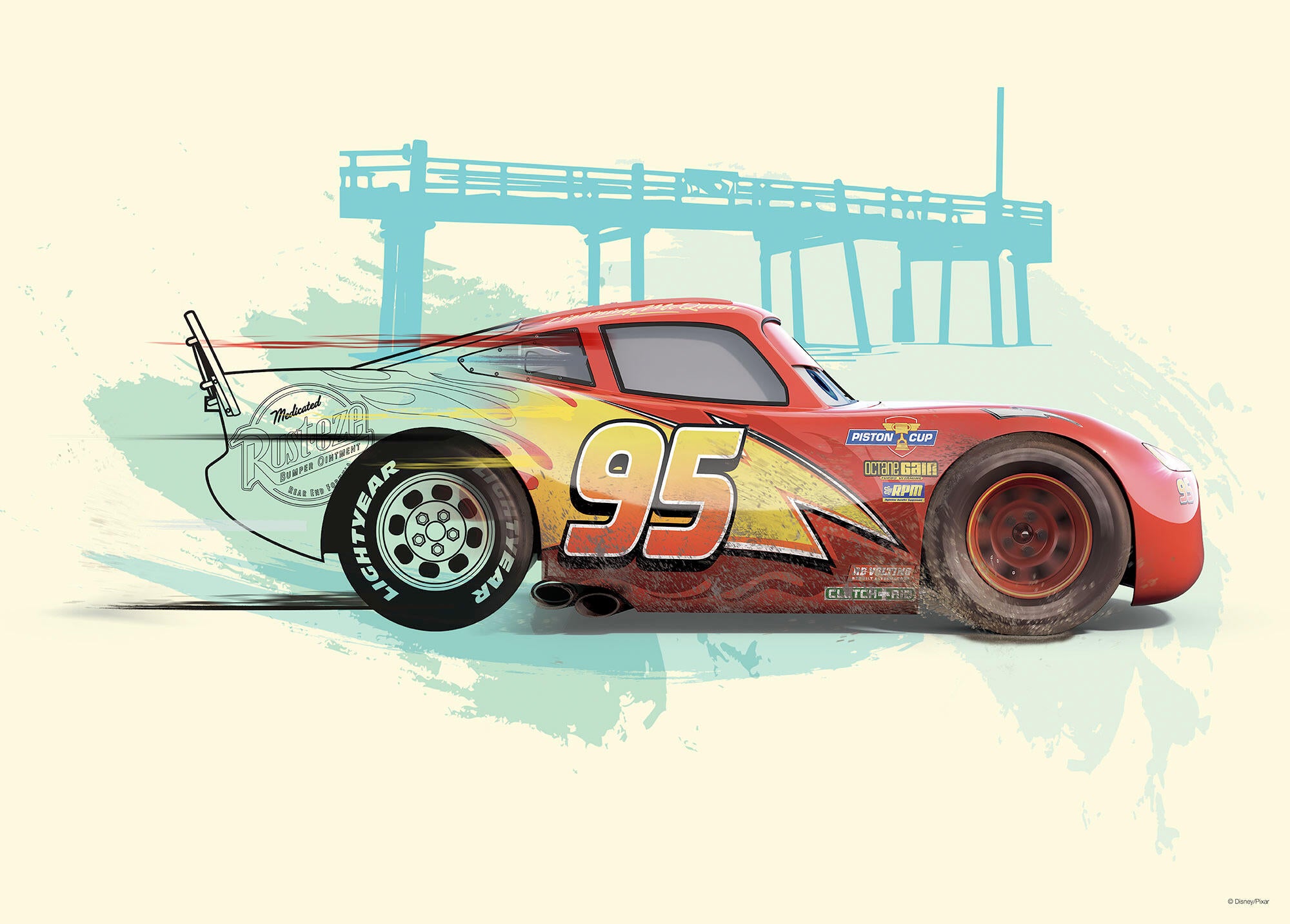 Affiche Cars Mcqueen, multicolore KOMAR l.70 x H.50 cm