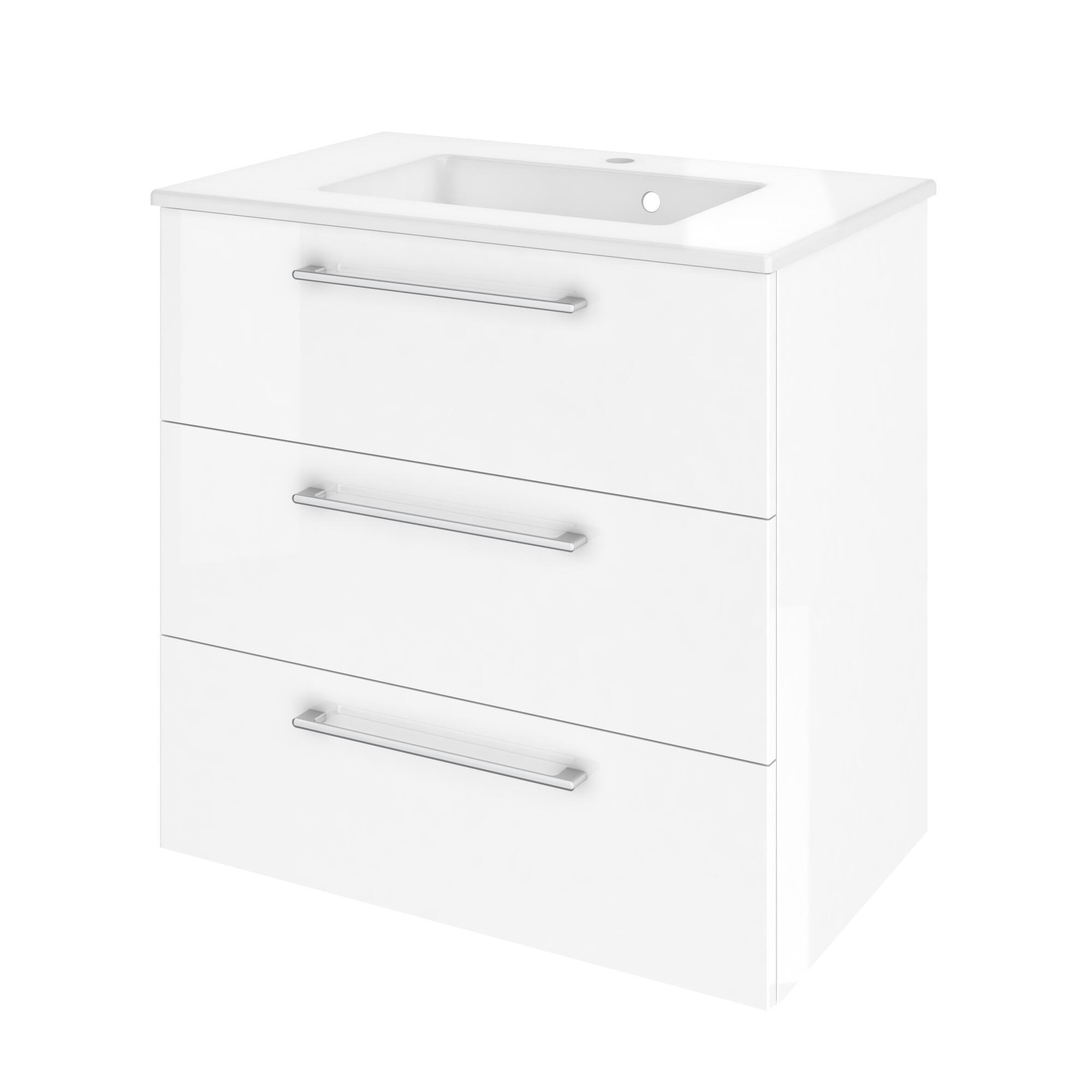 Lavabo a incasso rettangolare vasca centrale Neo L 76 x H 11 x P 49 cm in porcellana bianco lucido - 9