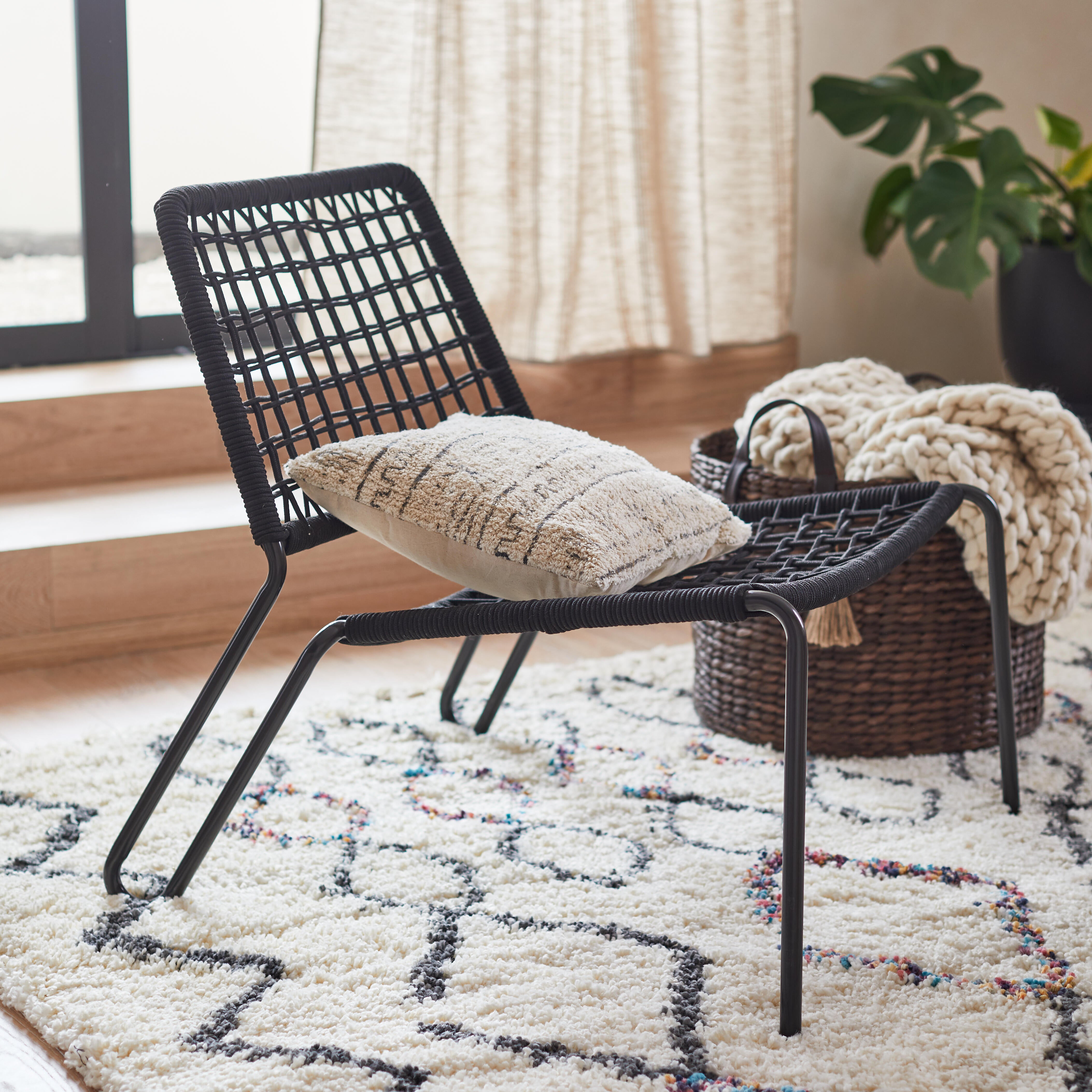 Fauteuil bas en acier Fizz corde anthracite - 5