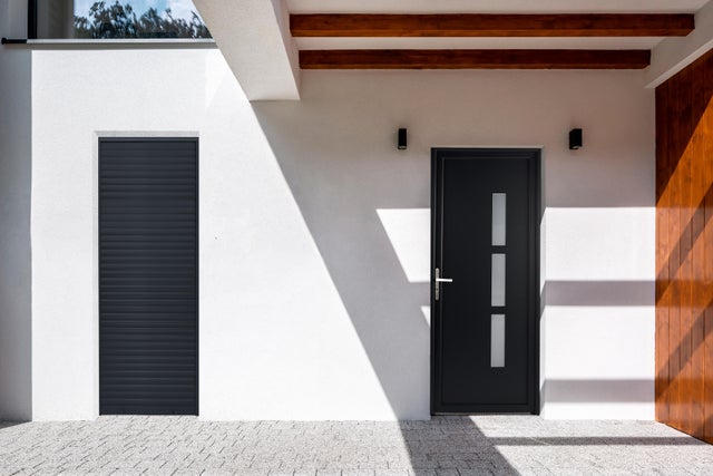Porte fenêtre/volet roul.alu Essentiel H.205xl.90cm 1vt tirant D gris anthracite