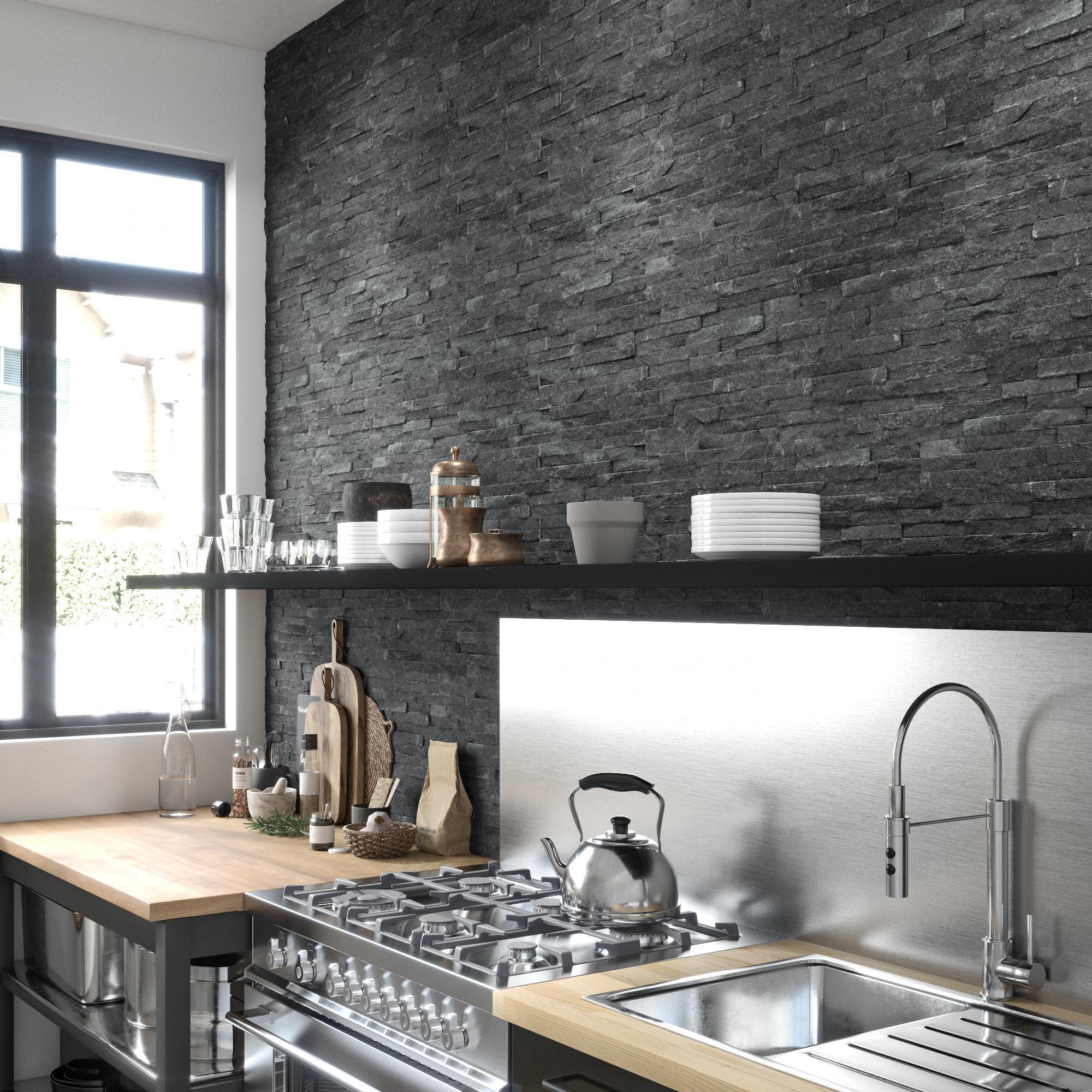 Rivestimento decorativo in pietra Mikeno nero da interno / esterno 0.468 m² - 3