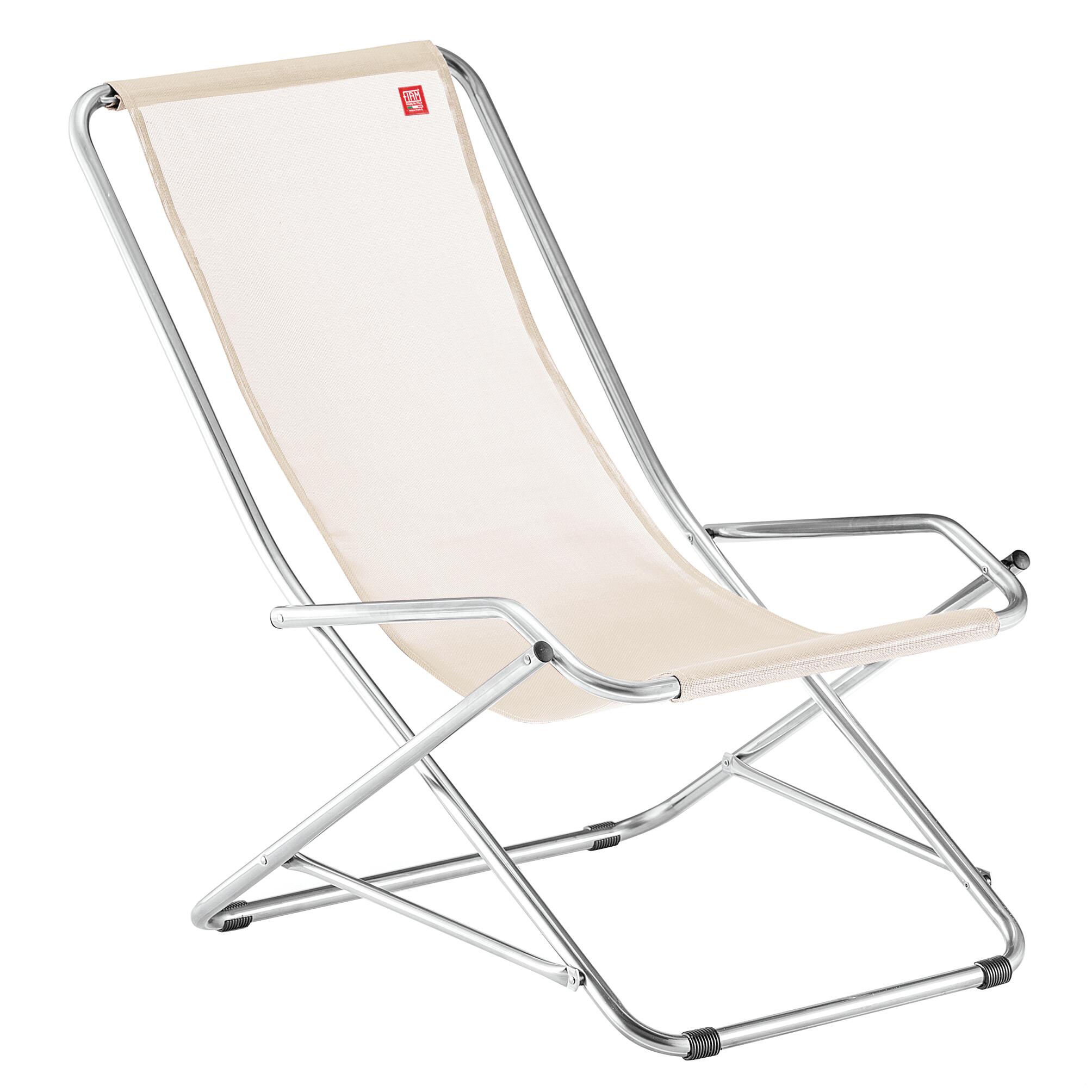 Sedia A Sdraio Da Giardino Senza Cuscino Swing FIAM Pieghevole Con Braccioli In Acciaio Con Seduta In Poliestere Beige 35457835