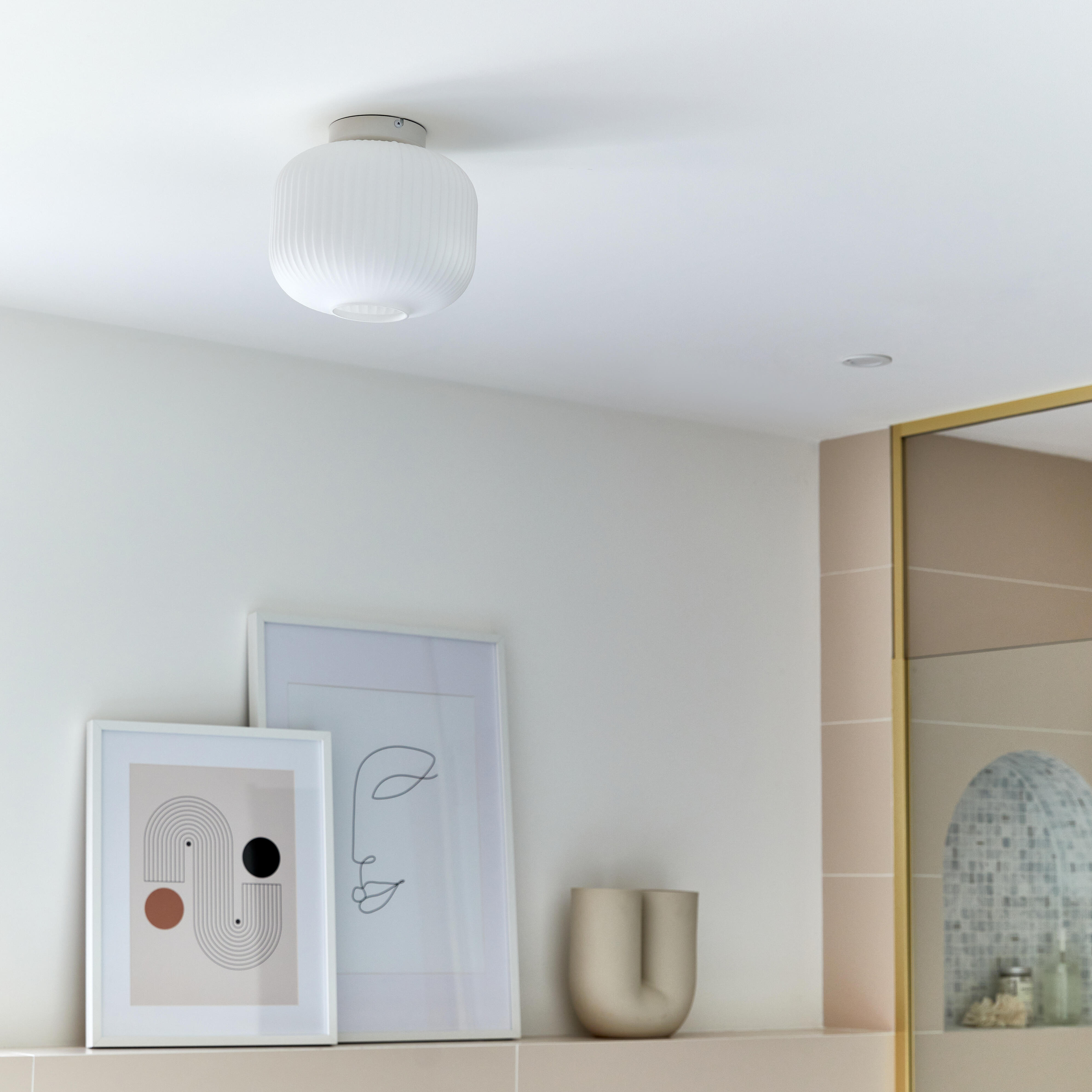 Plafonnier salle de bain E27 Laguna, D.24 cm verre blanc, Brilliant - 3