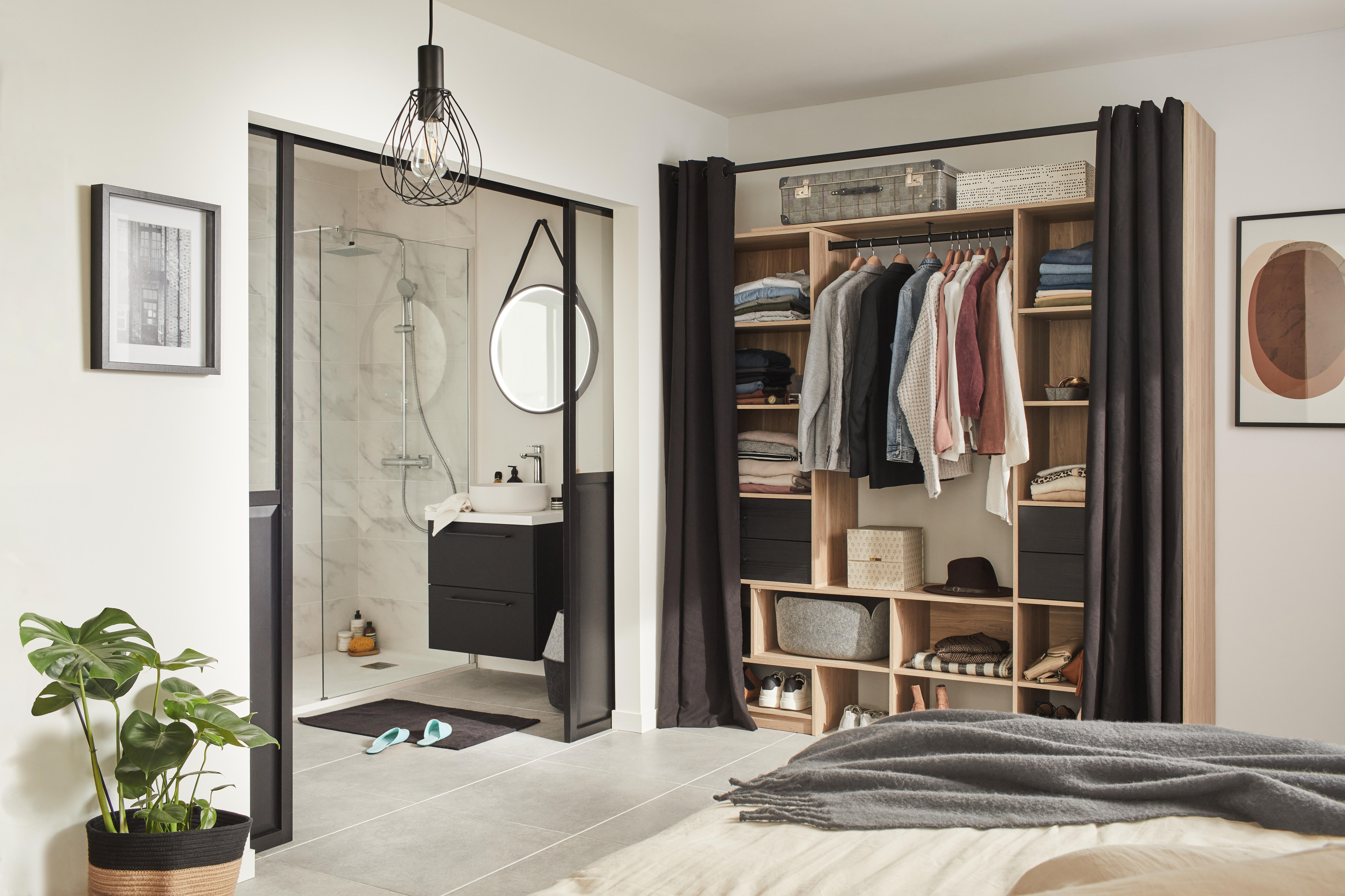 Miroir lumineux rond noir Diam.60 cm Barber, Tactile, Antibuée, Variateur - 3