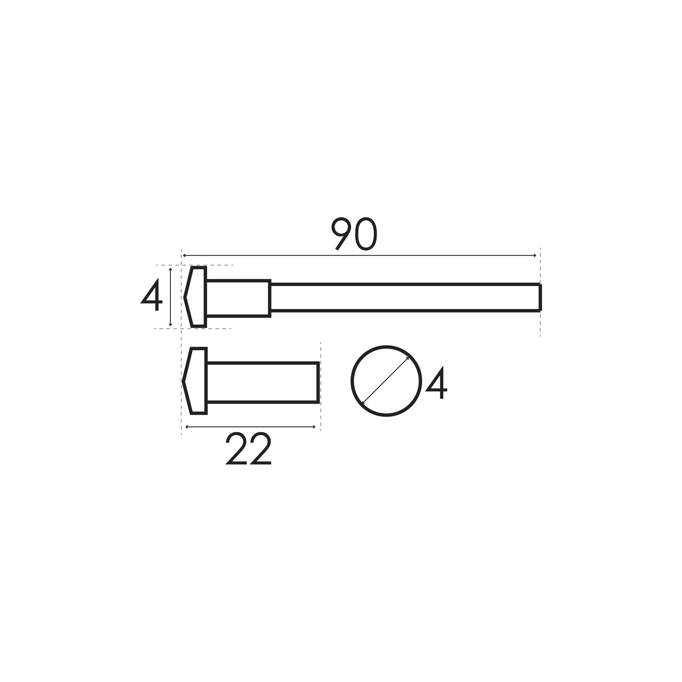 Lot de 2 vis et 2 douilles acier laitonné, L.9 x l.0.7 - 2