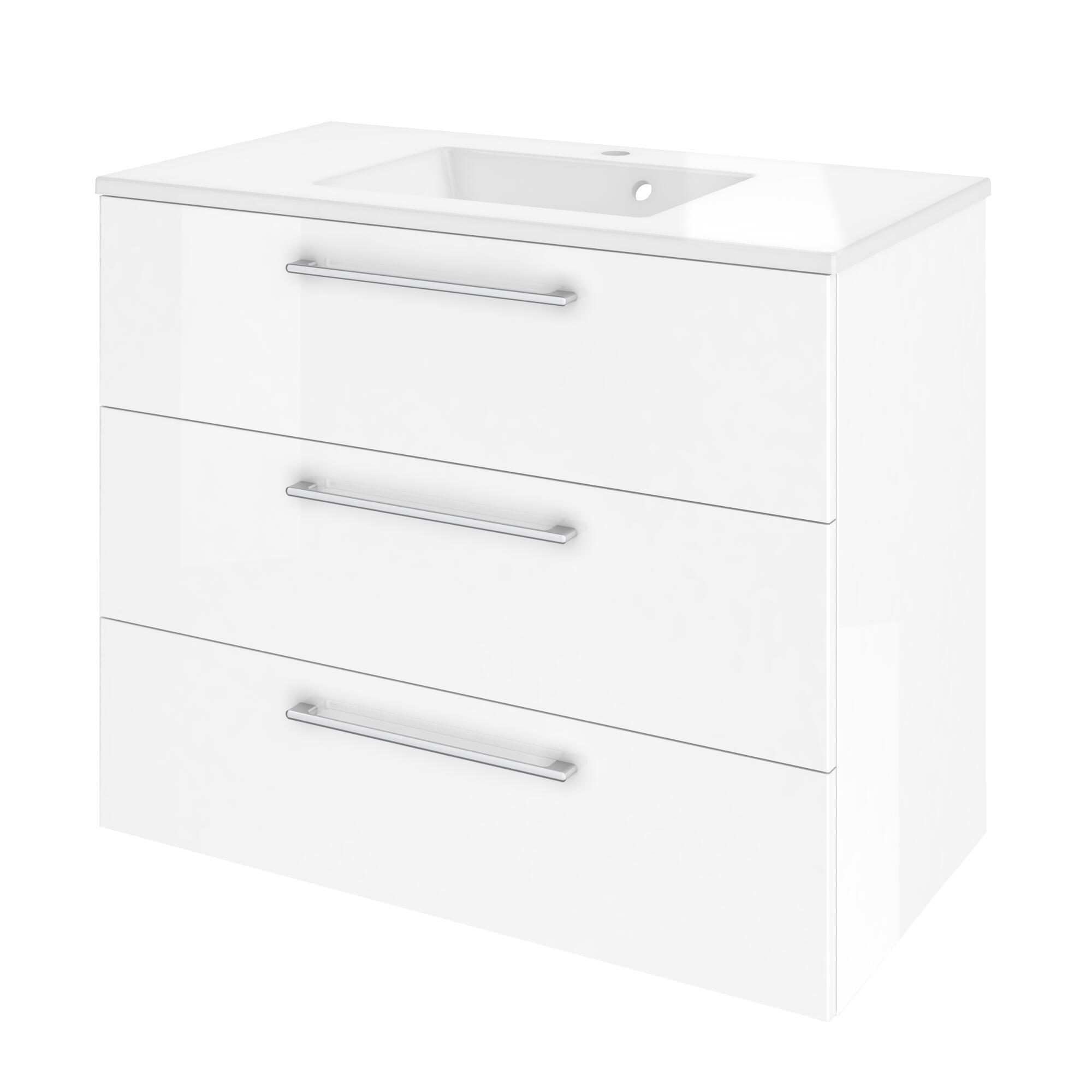 Meuble de salle de bains, Remix l.90 x H.73 x P.46 cm, blanc, Remix - 9