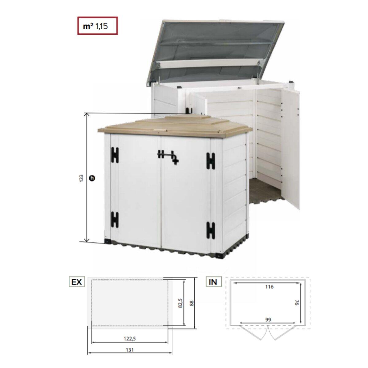 Box portattrezzi in resina GAROFALO Tuscany L 131 x P 88 x H 133 cm - 7