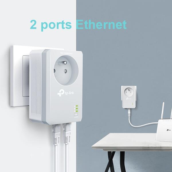 Kit 2 prise CPL Wifi 2 ports ethernet et prise gigogne TL-PA4025P