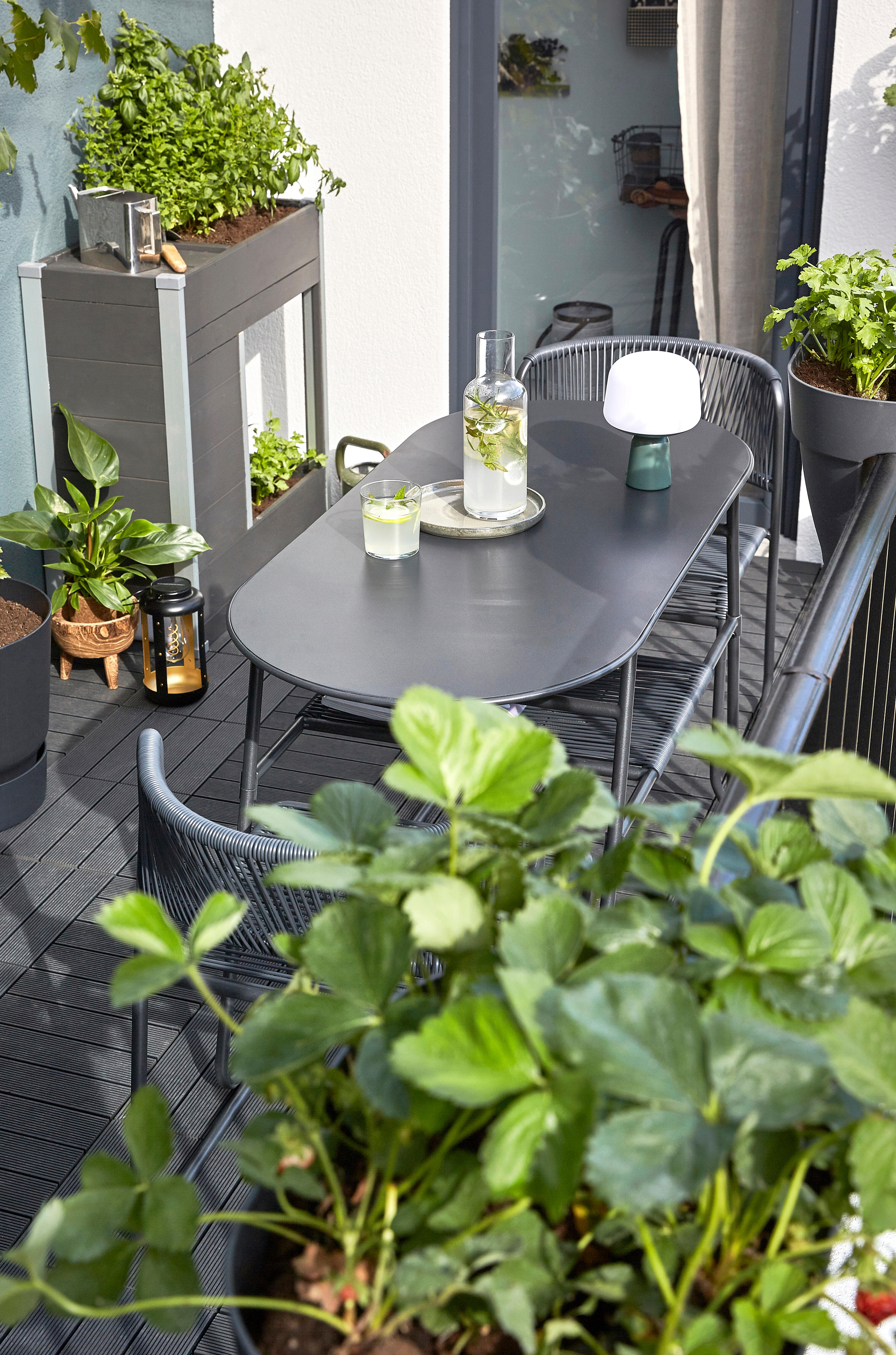 Table de jardin NATERIAL Duo ovale gris 2 personnes - 3