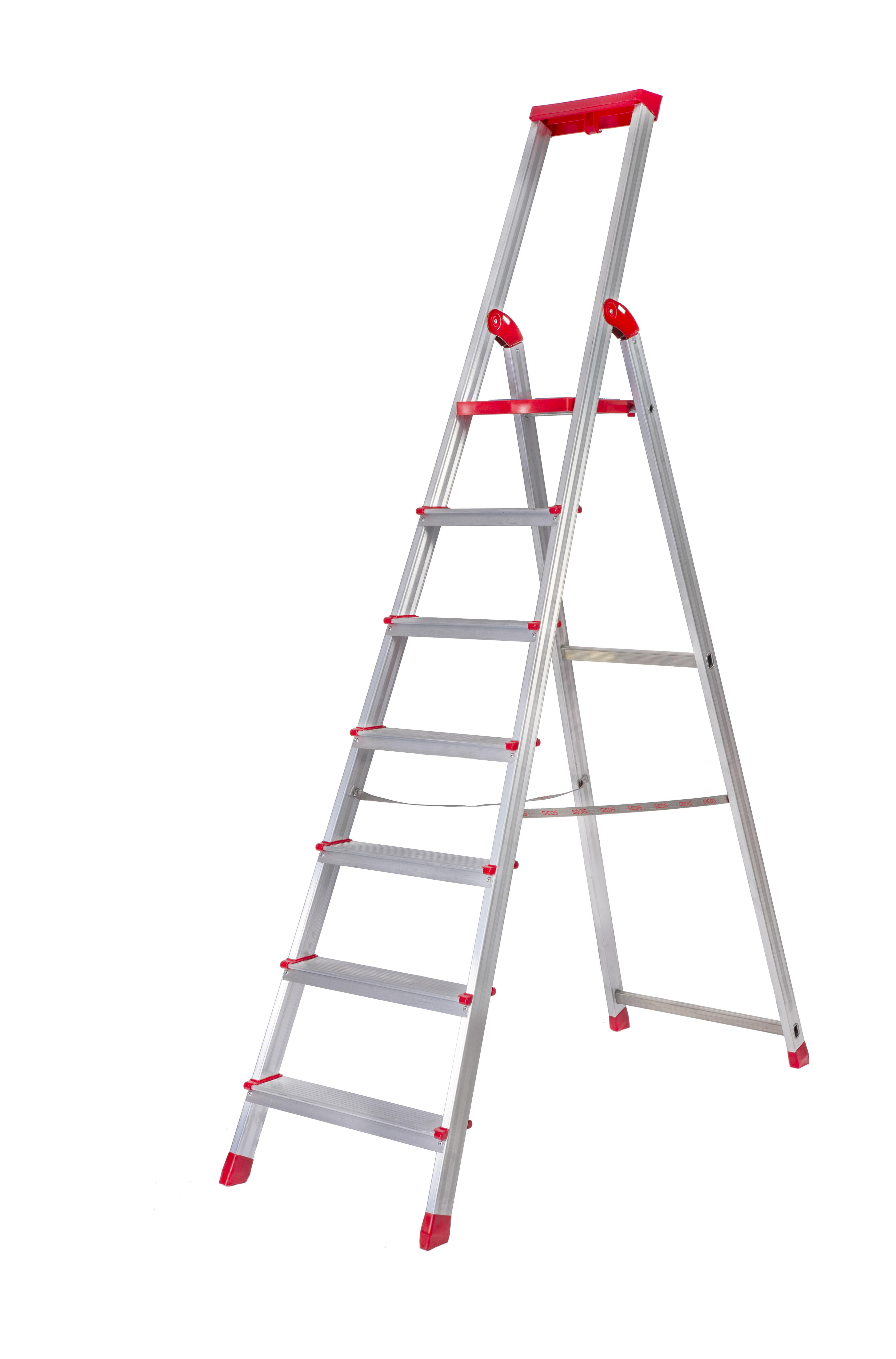 Scala A Libretto Colombo 7 Gradini In Alluminio - Portata 150 Kg, Antiscivolo, Compatta E Leggera