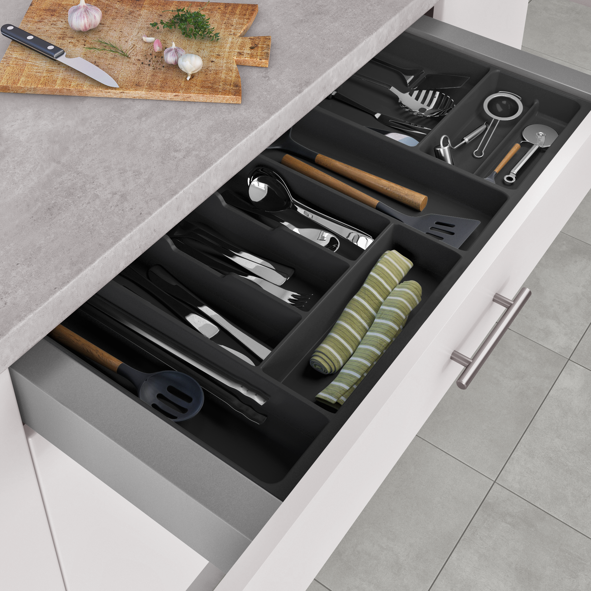 Range-couverts gris pour tiroir de 80 cm DELINIA - 5