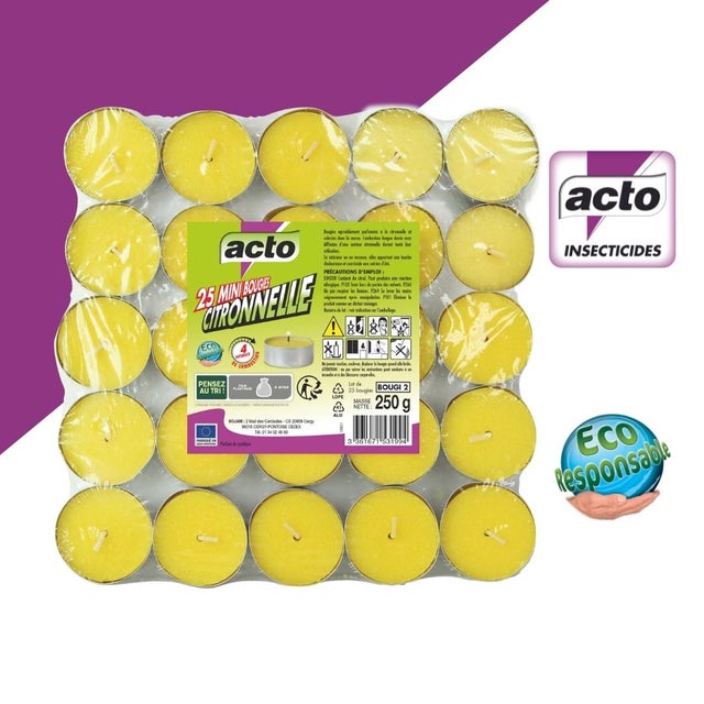 LOT DE 25 MINI BOUGIES CITRONNELLE - 4H DE COMBUSTION PAR BOUGIE
