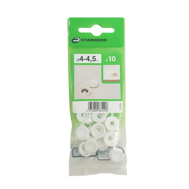 10 cache-vis plastique blanc STANDERS, Ø4mm