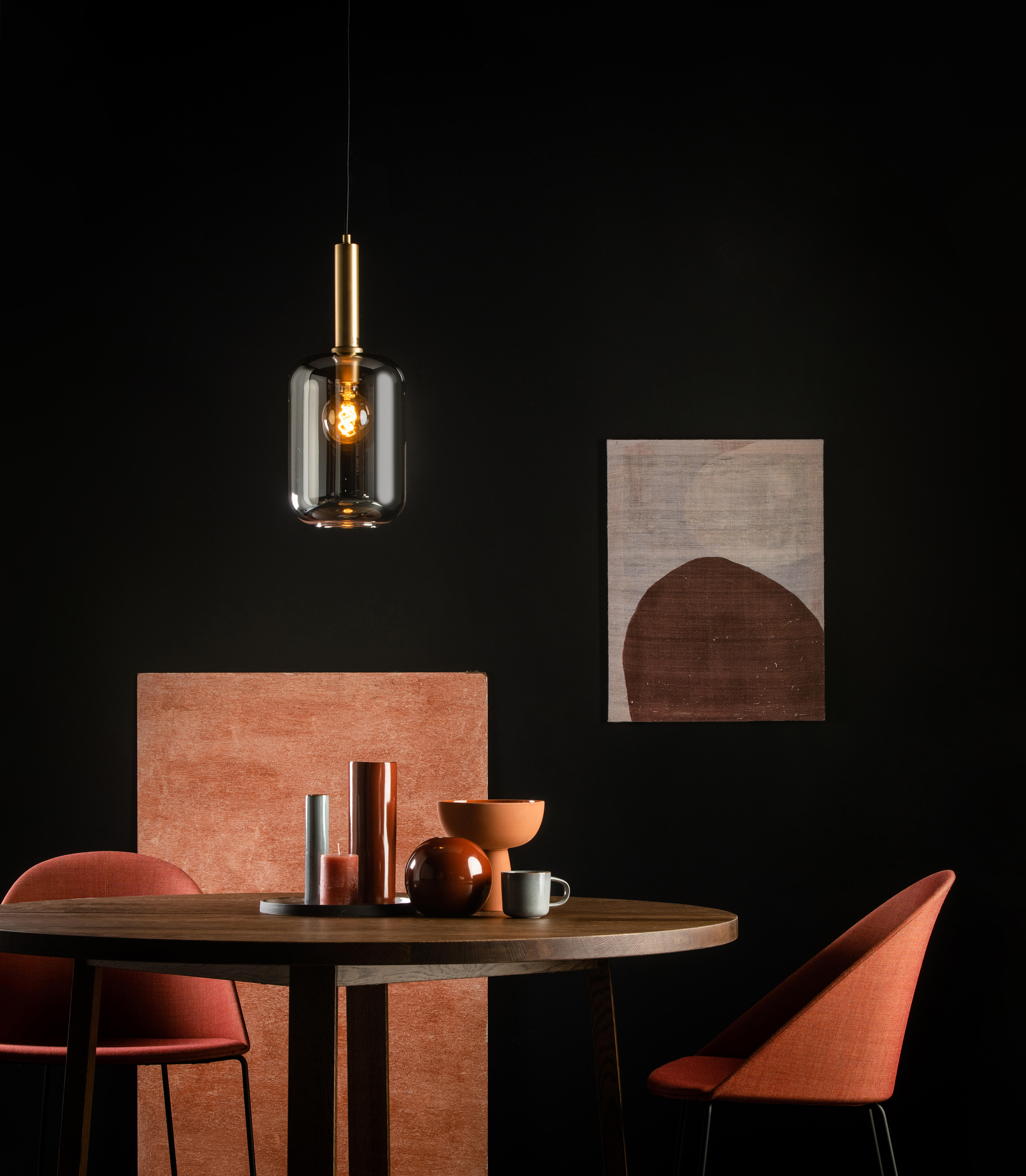 Suspension Joanet verre, fumée, Diam.22 cm, E27 - 2