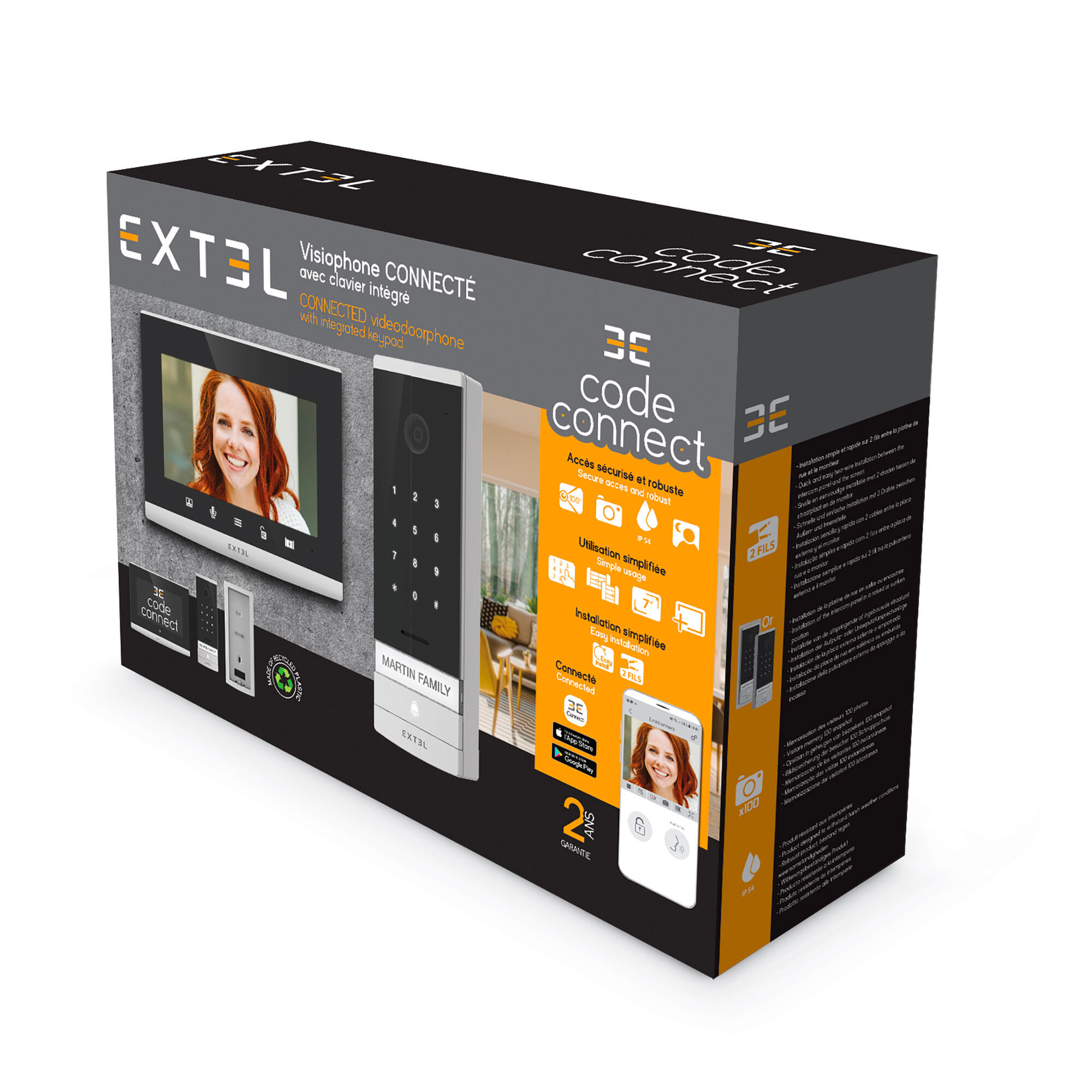 Visiophone filaire et connecté avec digicode intégré, Extel Code Connect , Extel - 10