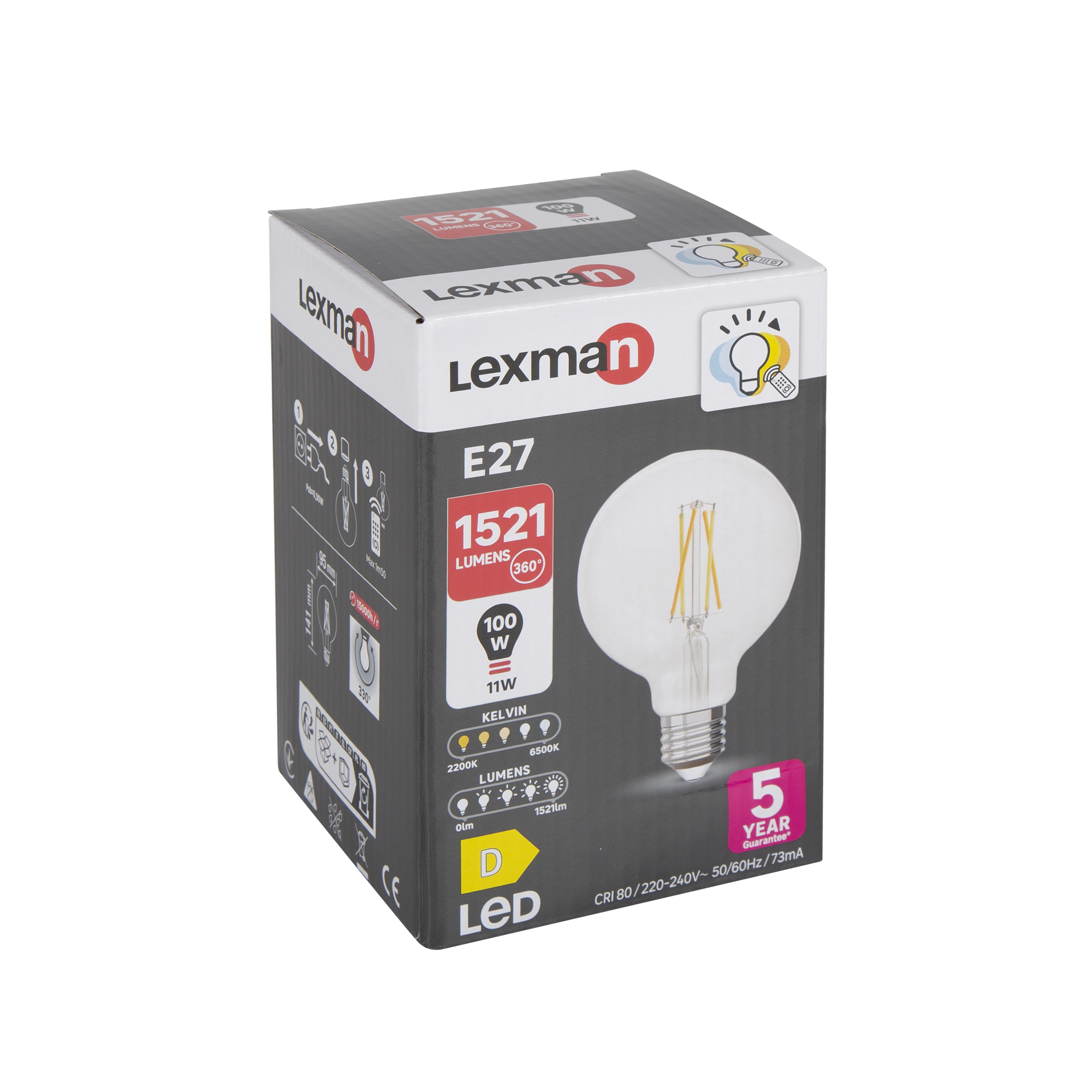 Lâmpada led filamentos G95 1521 lm E27 - 6