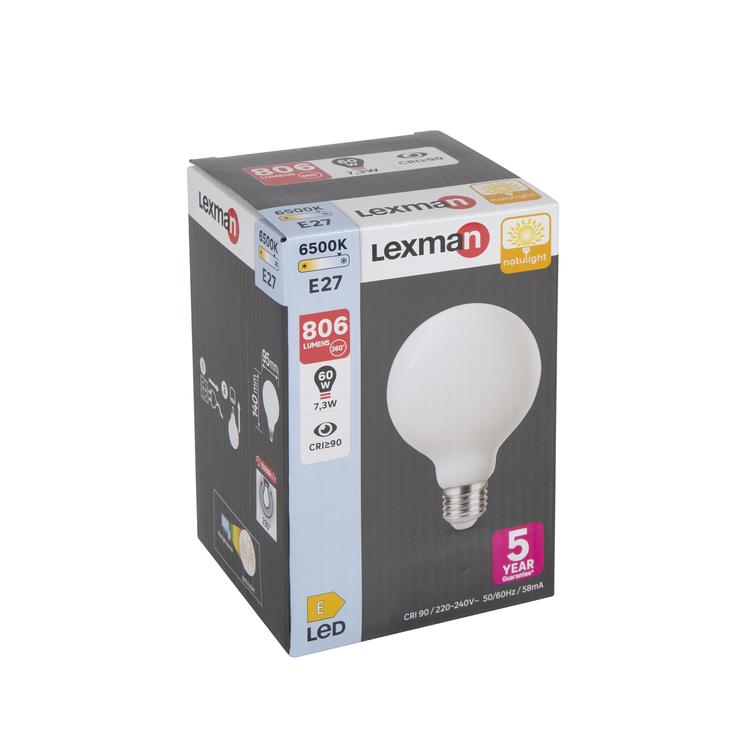 Lâmpada led Natulight filamentos luz azul 806 lm 6500K LEX - 5