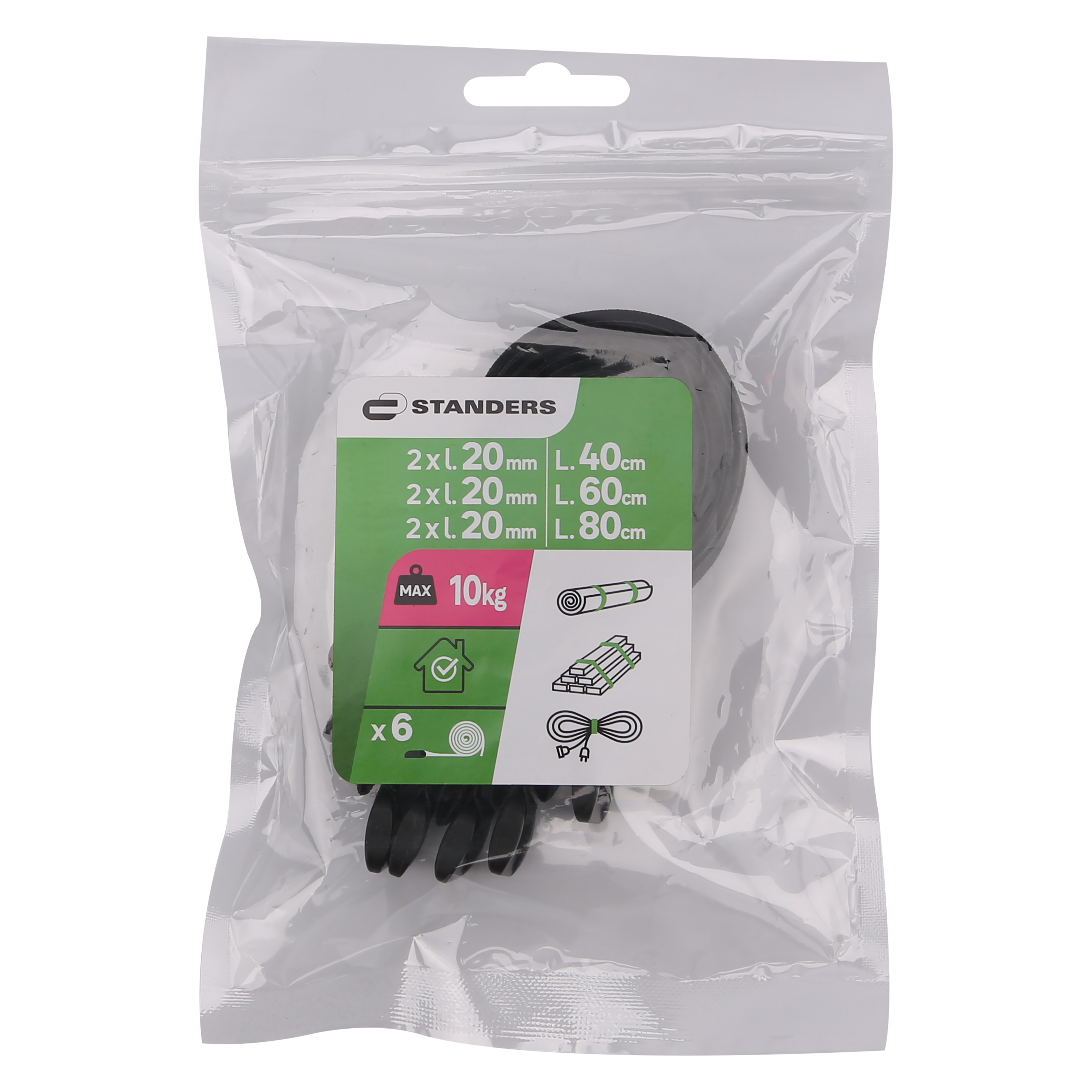 Pack de 6 cintas SCRATCH 2X 20MMX40/60/80CM ATÉ 10KG - 7