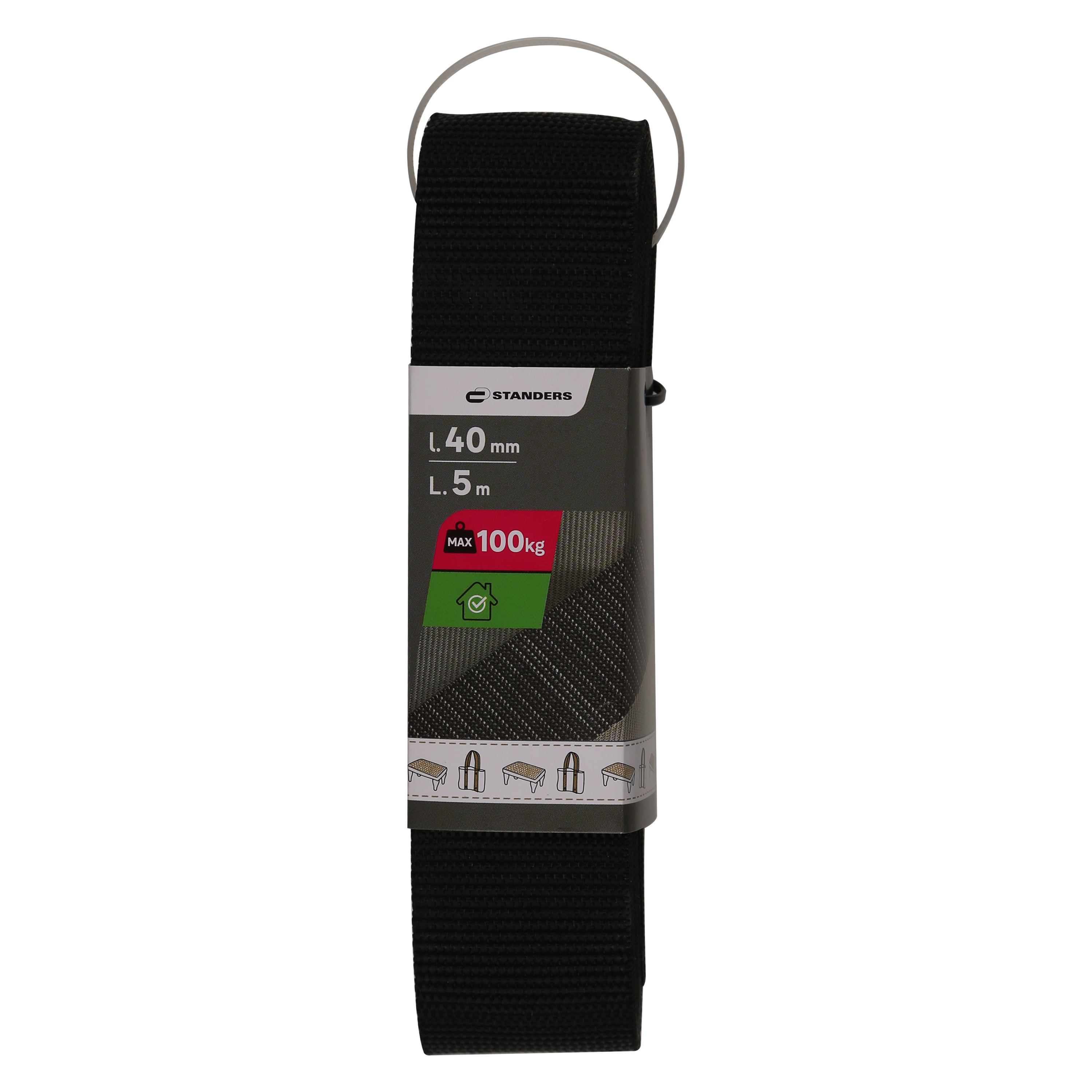 Pas transportowy 40 mm x 5 m 100 kg polipropylenowy czarny Standers - 7