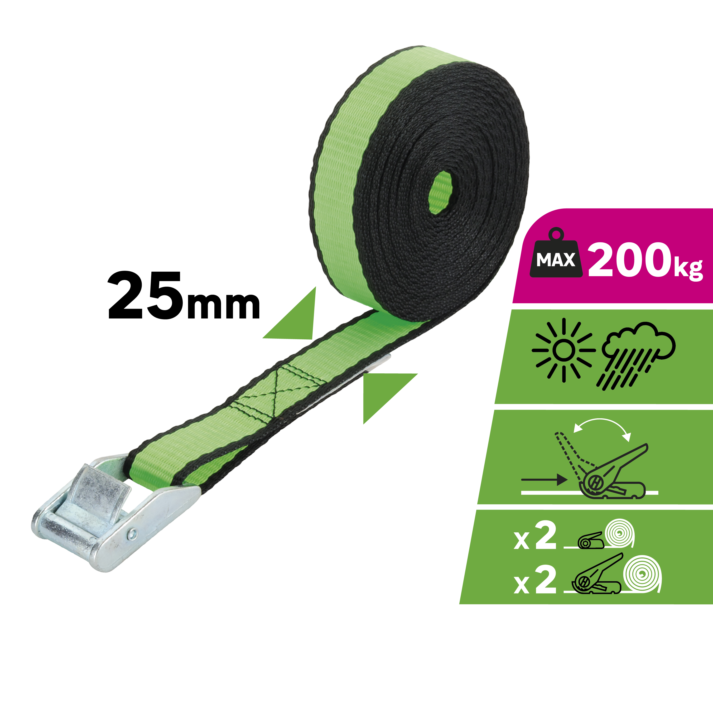 Pas transportowy 25 mm x 5 m 200 kg 4 szt. Standers - 10