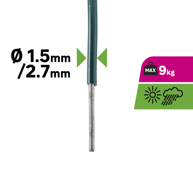 Arame aço plástico 1.5/2.7mm 20m verde