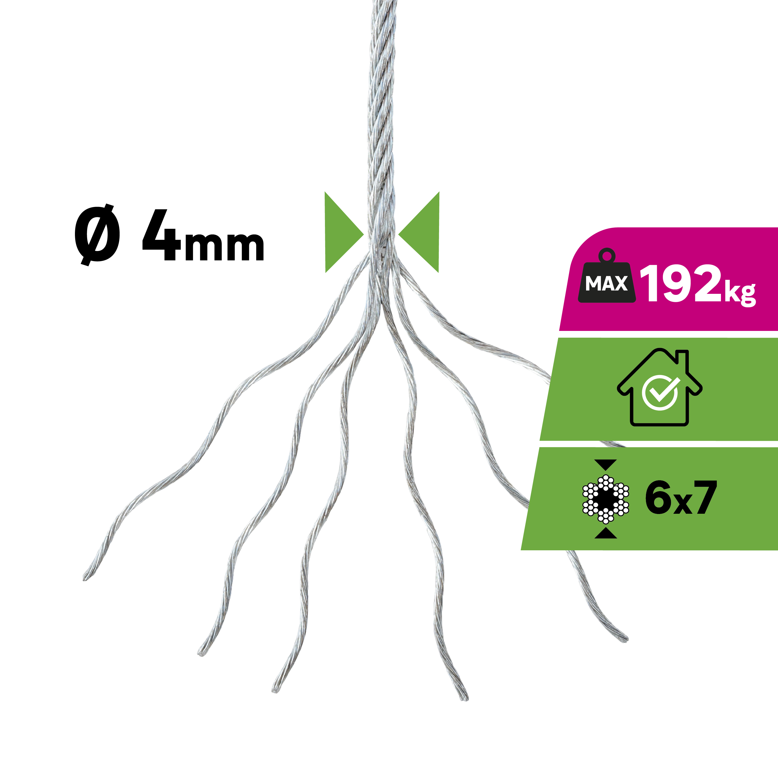 Câble nu acier STANDERS, Diam.4 mm x L.5 m - 2