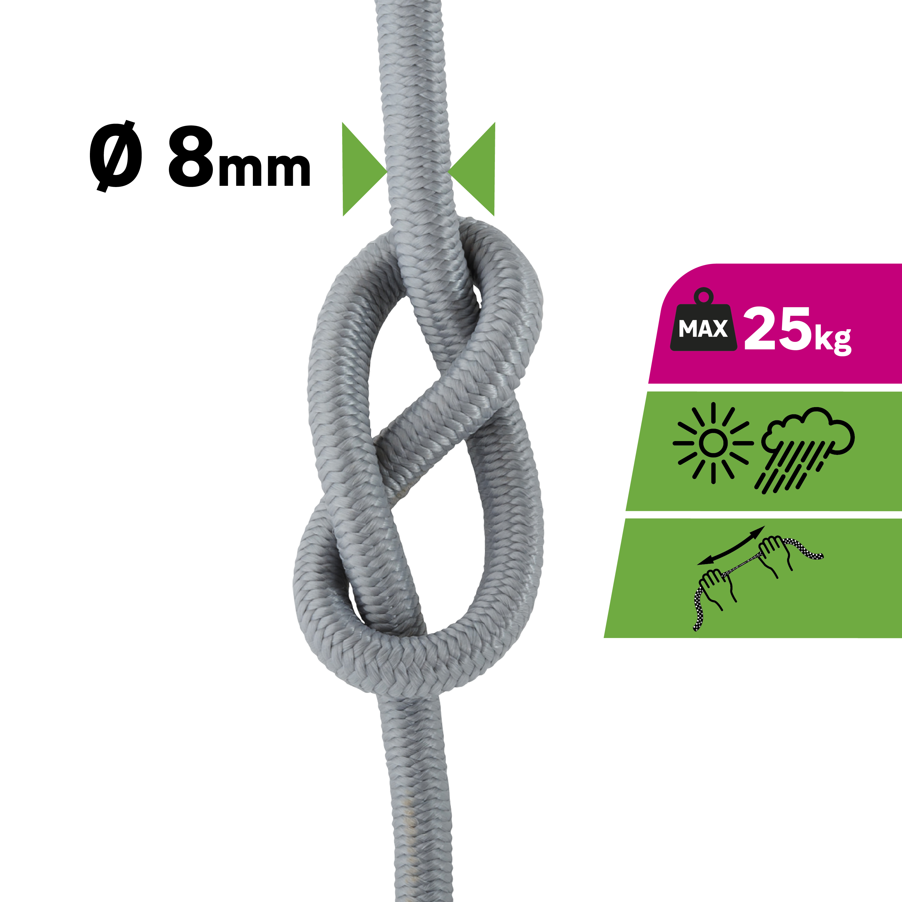 Cabo elástico 8mm 10m cinza - 6