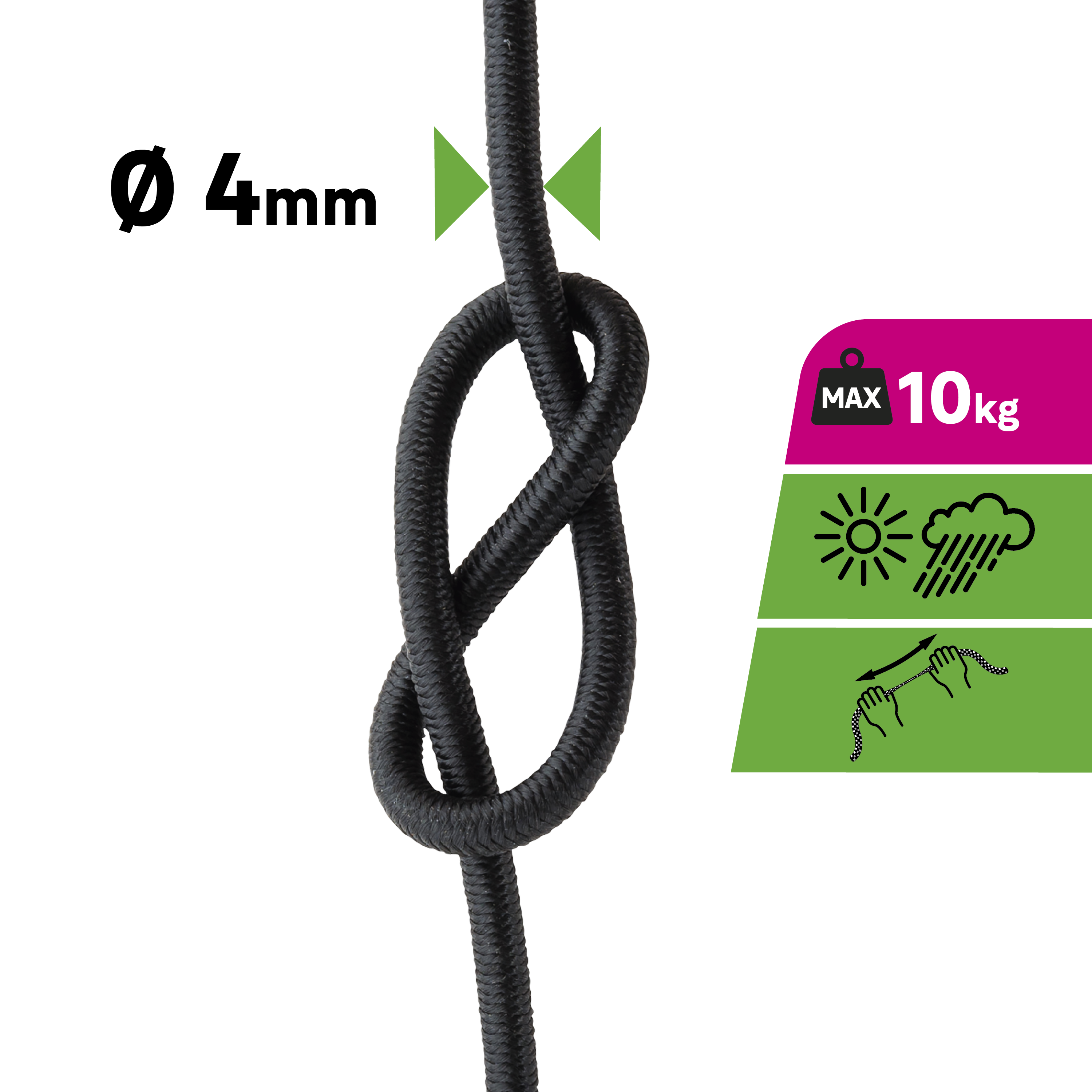 Lina elastyczna 40 kg 4 mm x 10 m czarna Standers - 7