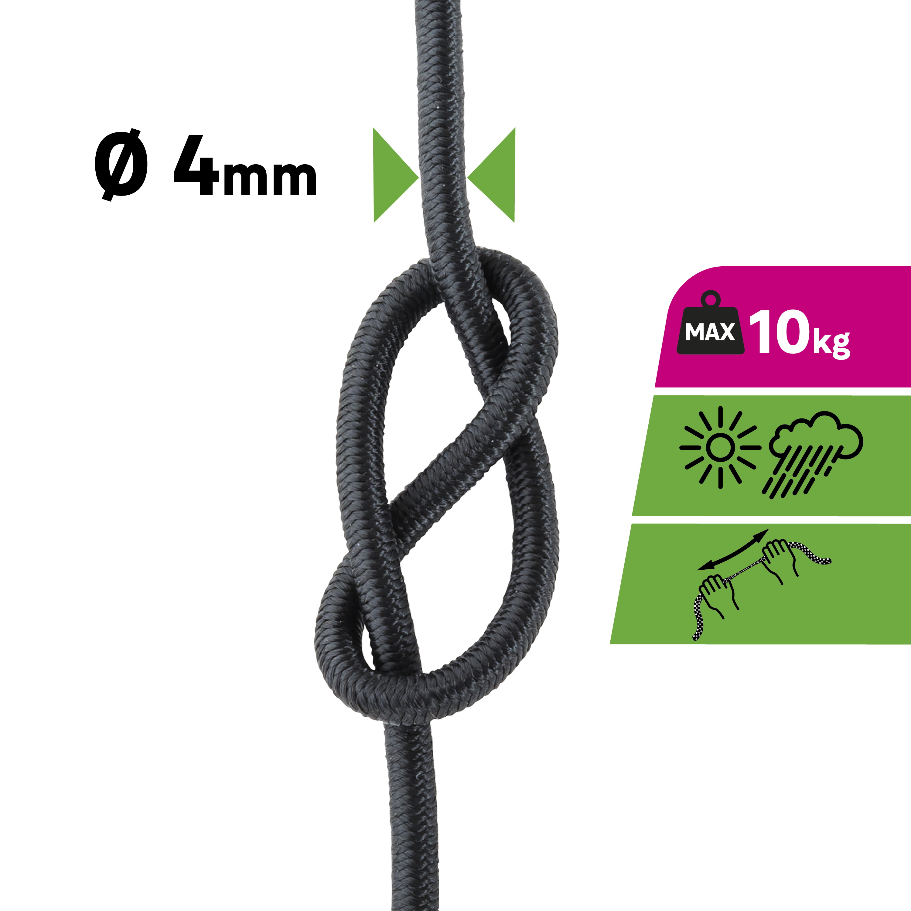 Lina elastyczna 40 kg 4 mm x 5 m czarna Standers - 8