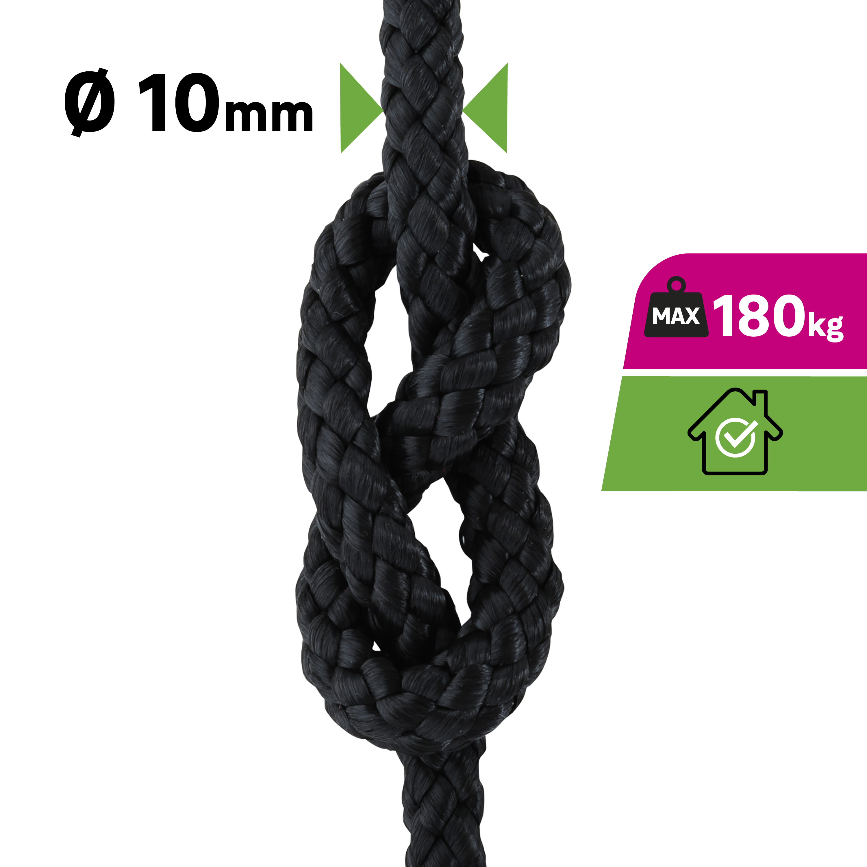 Corde polypropylène tresse creuse STANDERS Diam.10 mm x L.15 m - 6
