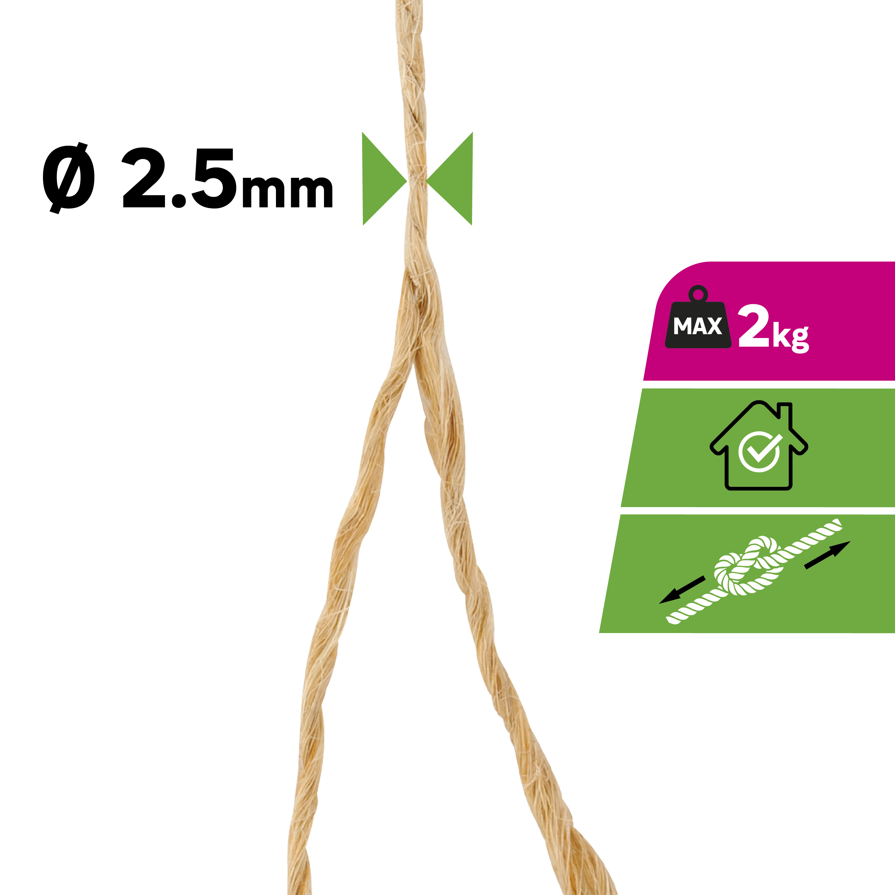 Sznurek jutowy 2 kg 2.5 mm x 30 m skręcany beżowy - 10