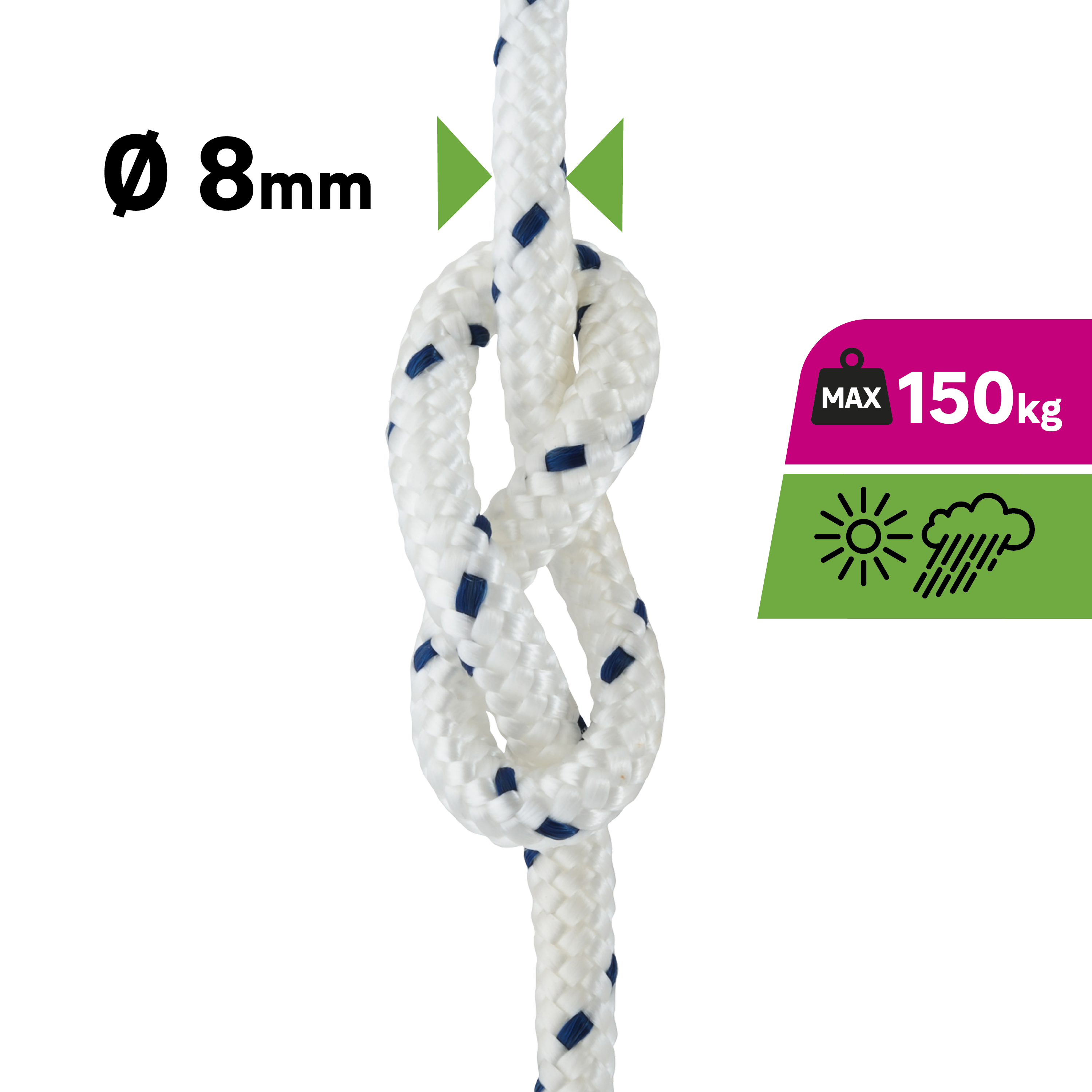 Corde polypropylène torsadé STANDERS Diam.8 mm x L.15 m - 5