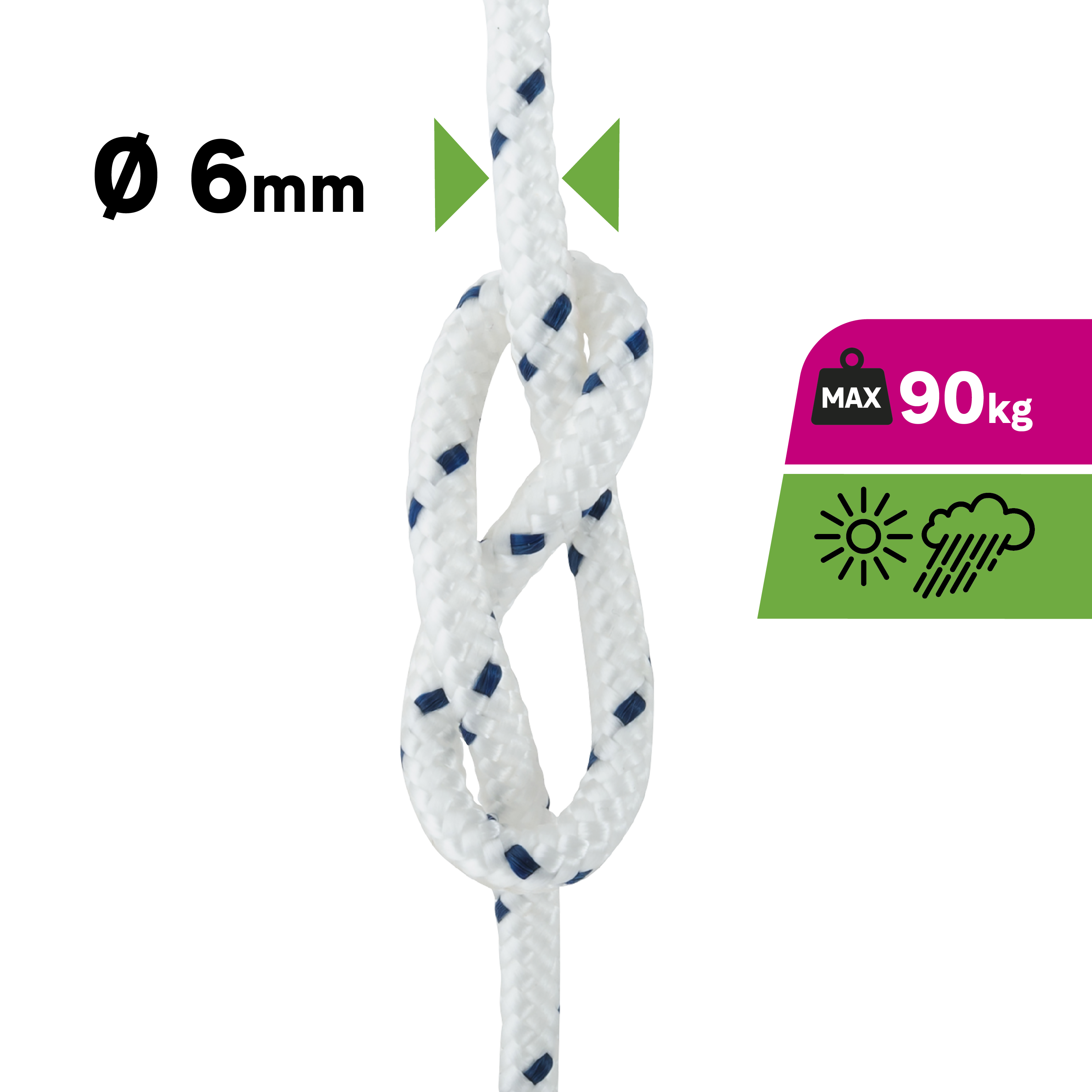 Lina PP 90 kg 6 mm x 15 m w oplocie biała - 7