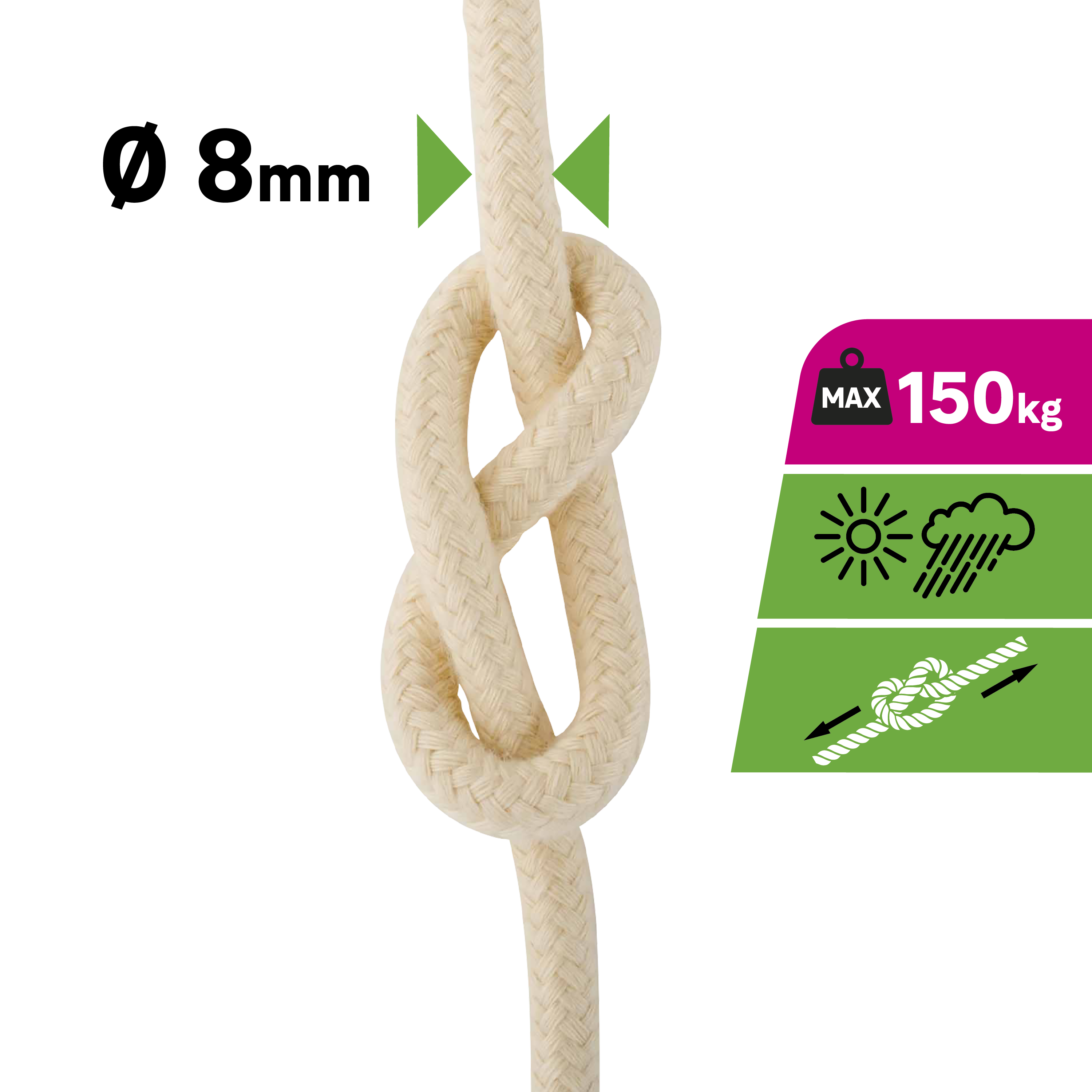 Corde polypropylène torsadé STANDERS Diam.8 mm x L.10 m - 7