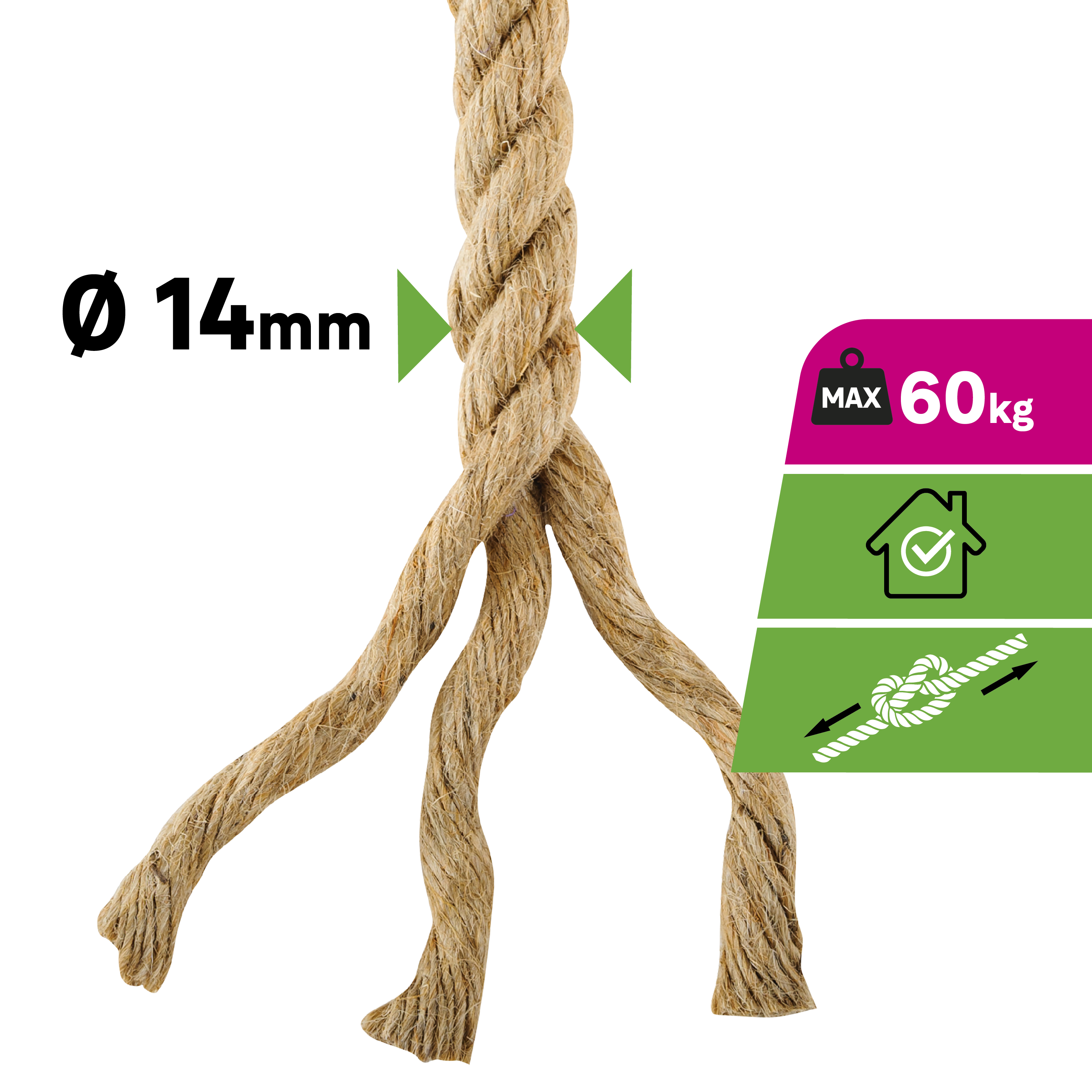 Corde jute torsadé STANDERS Diam.14 mm x L.10 m - 7