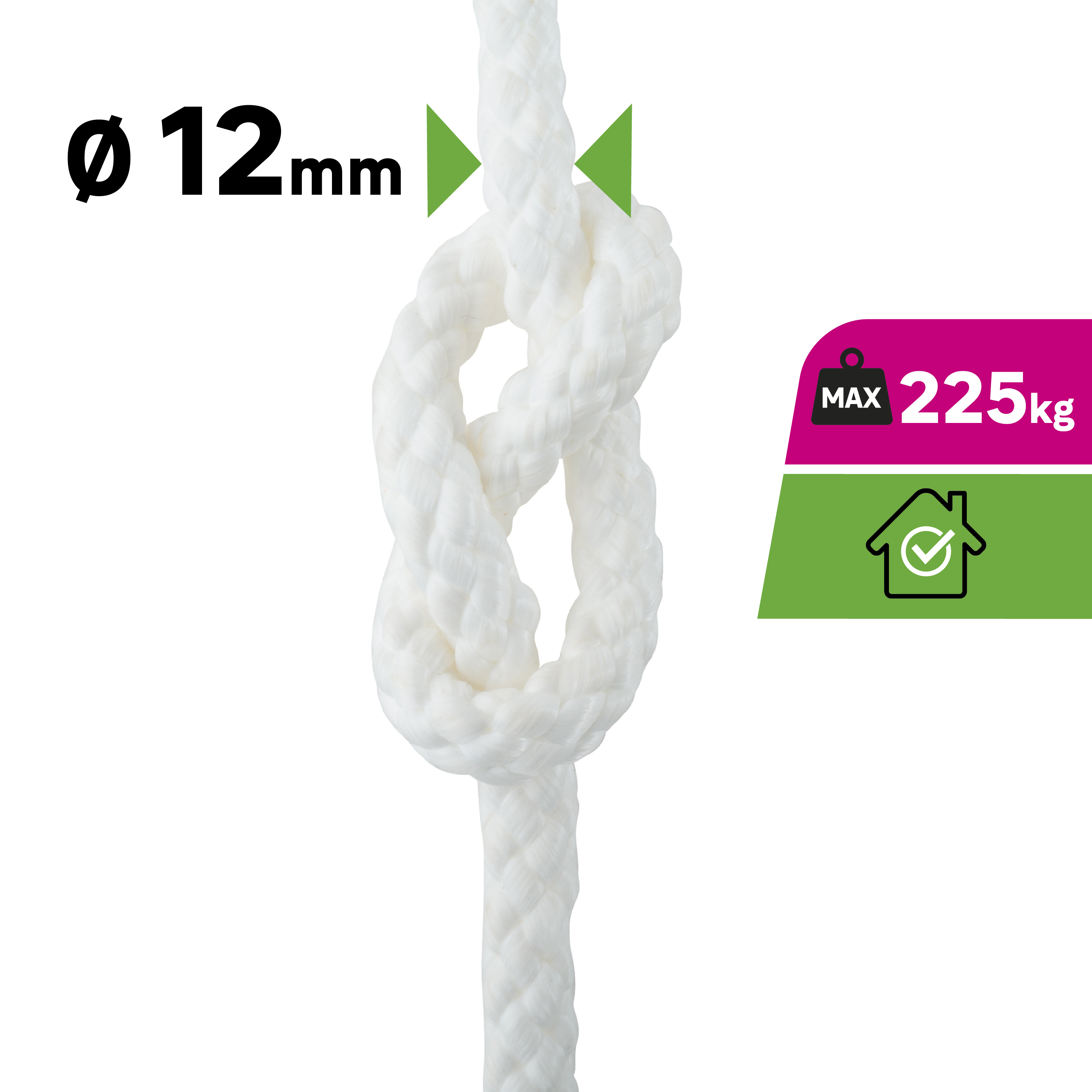 Corde polypropylène tresse creuse STANDERS Diam.12 mm x L.15 m - 6