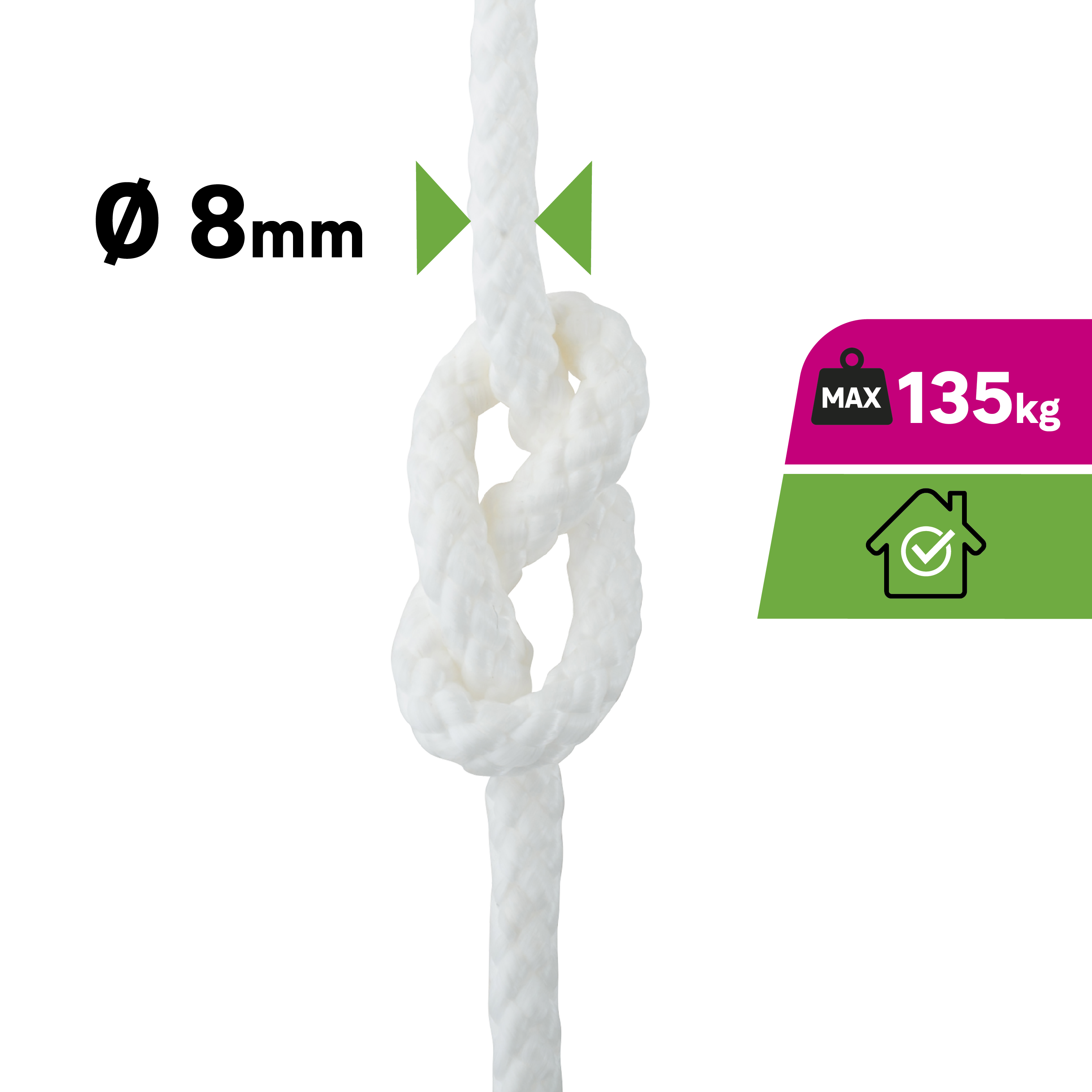 Corde polypropylène tresse creuse STANDERS Diam.8 mm x L.20 m - 6