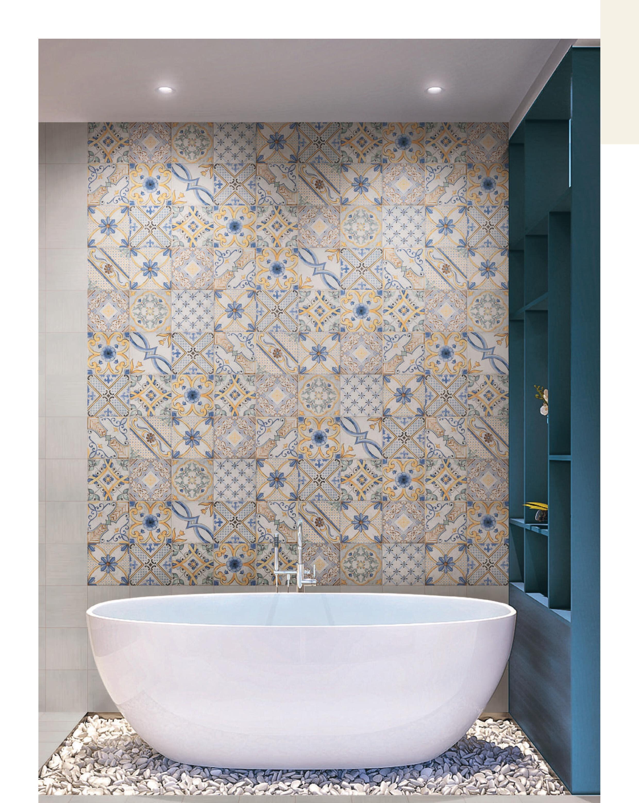 Piastrella da pavimento interno in gres porcellanato 20 x 20 cm smaltato multicolore lucido Med Maiolica traffico intenso (pei 4/5) Sp. 8.2 mm 1.42 mq - 2