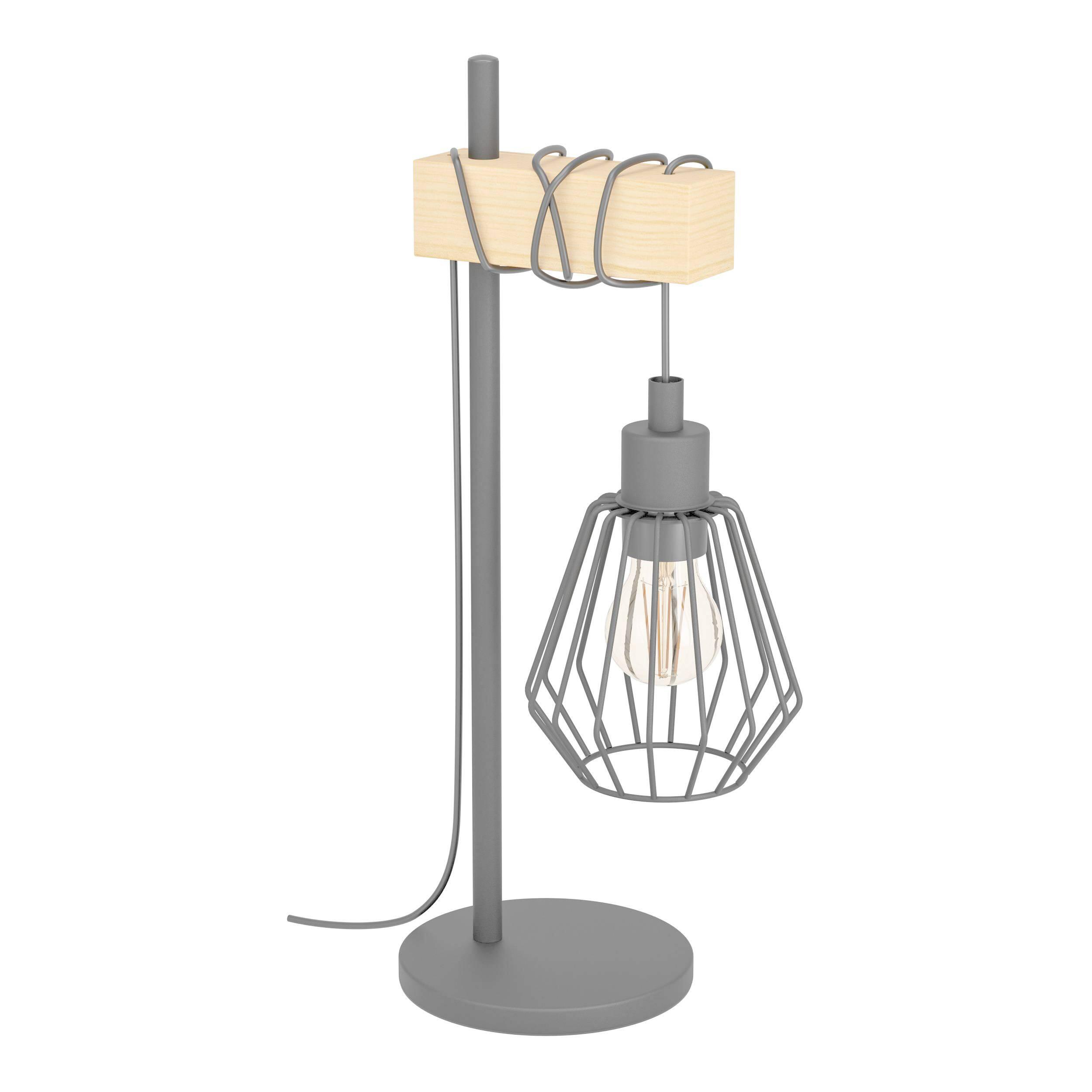 Candeeiro de mesa TABODI E27 METAL MATE PRETO/MADEIRA NATURAL - 43