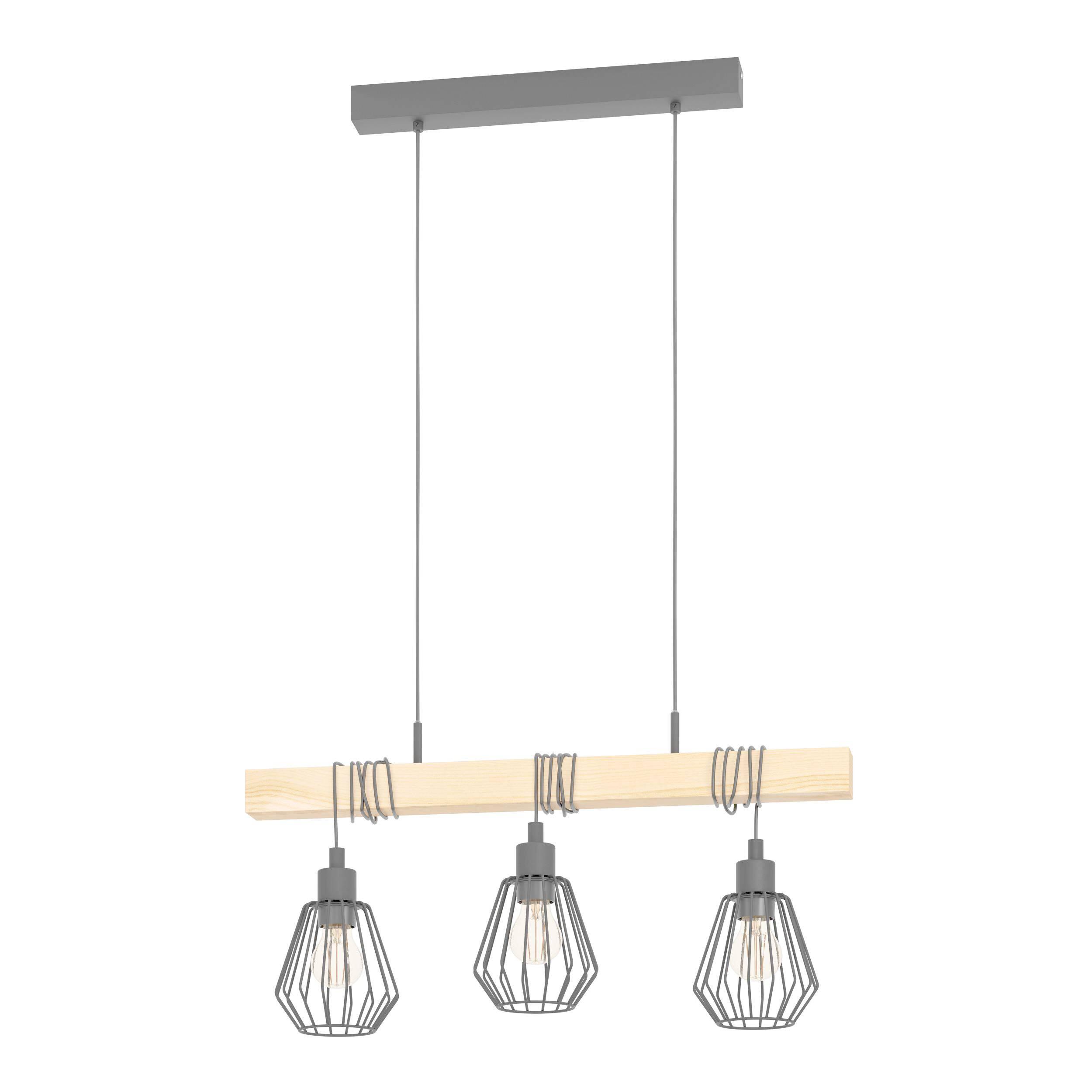 Candeeiro de teto suspenso INSPIRE TABODI E27 3 LUZES METAL/MADEIRA PRETO - 41