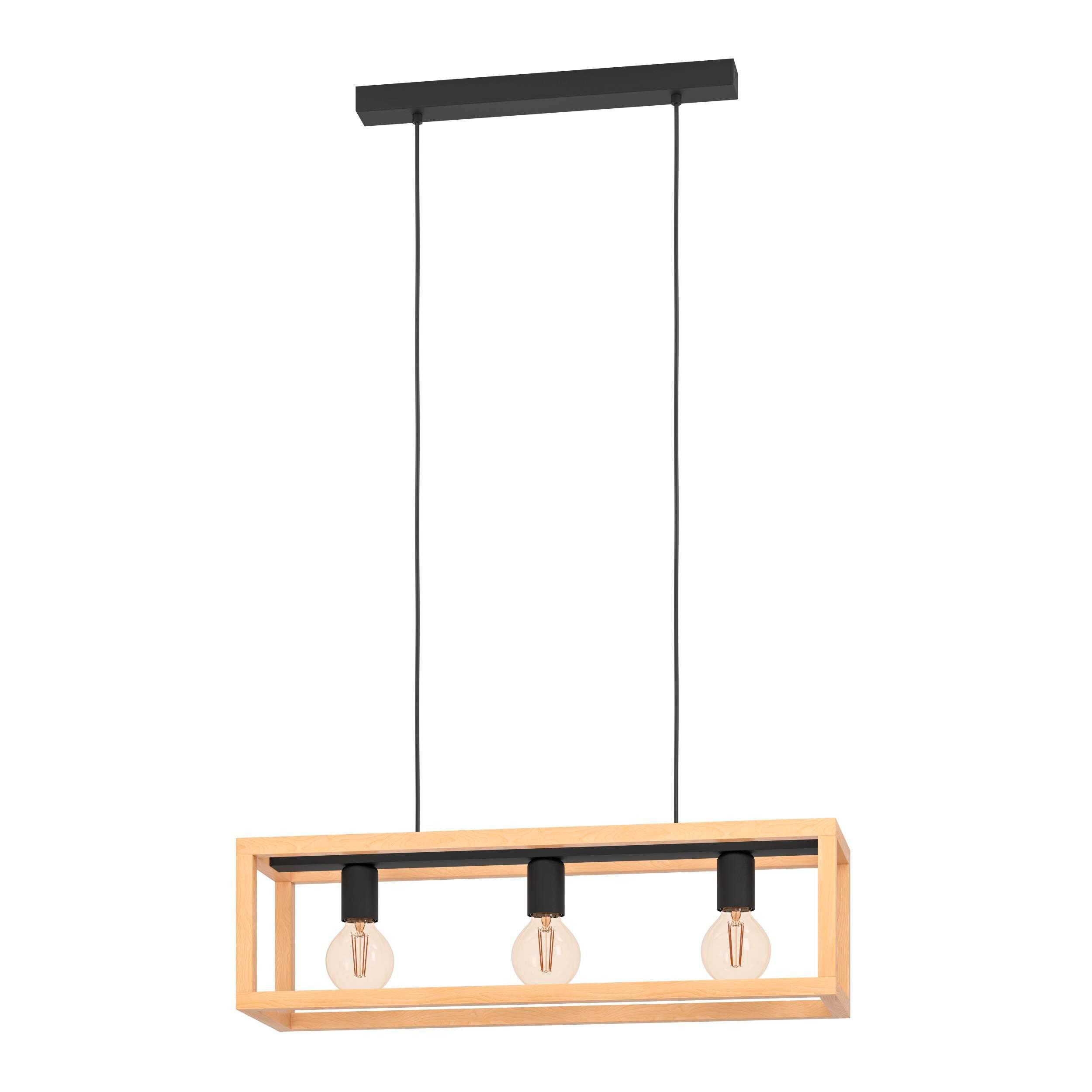 Lampa wisząca Elgort czarna z drewnem 3 x E27 Inspire - 8