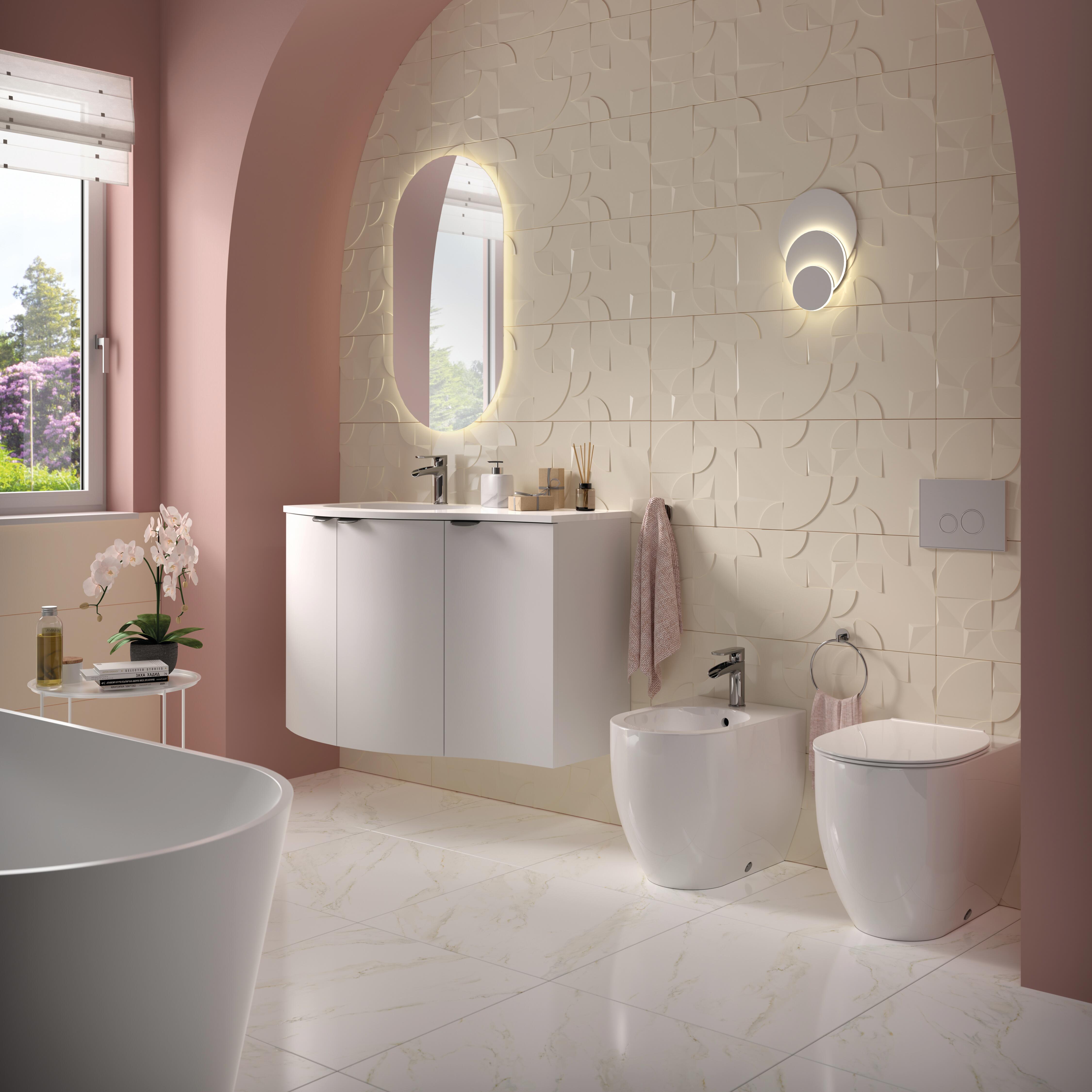 Rubinetto per lavabo a canna media getto a cascata d'acqua ICONE cromato lucido SENSEA H 16 cm - 5