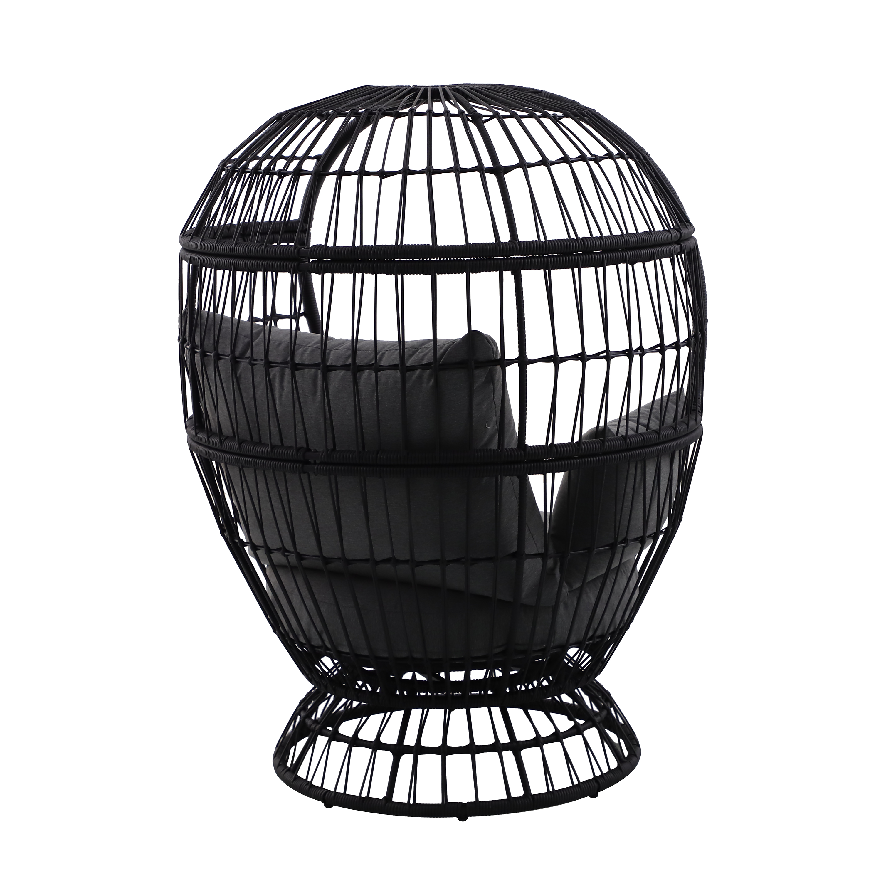 Fauteuil œuf en acier et résine tressée Juno NATERIAL - 5