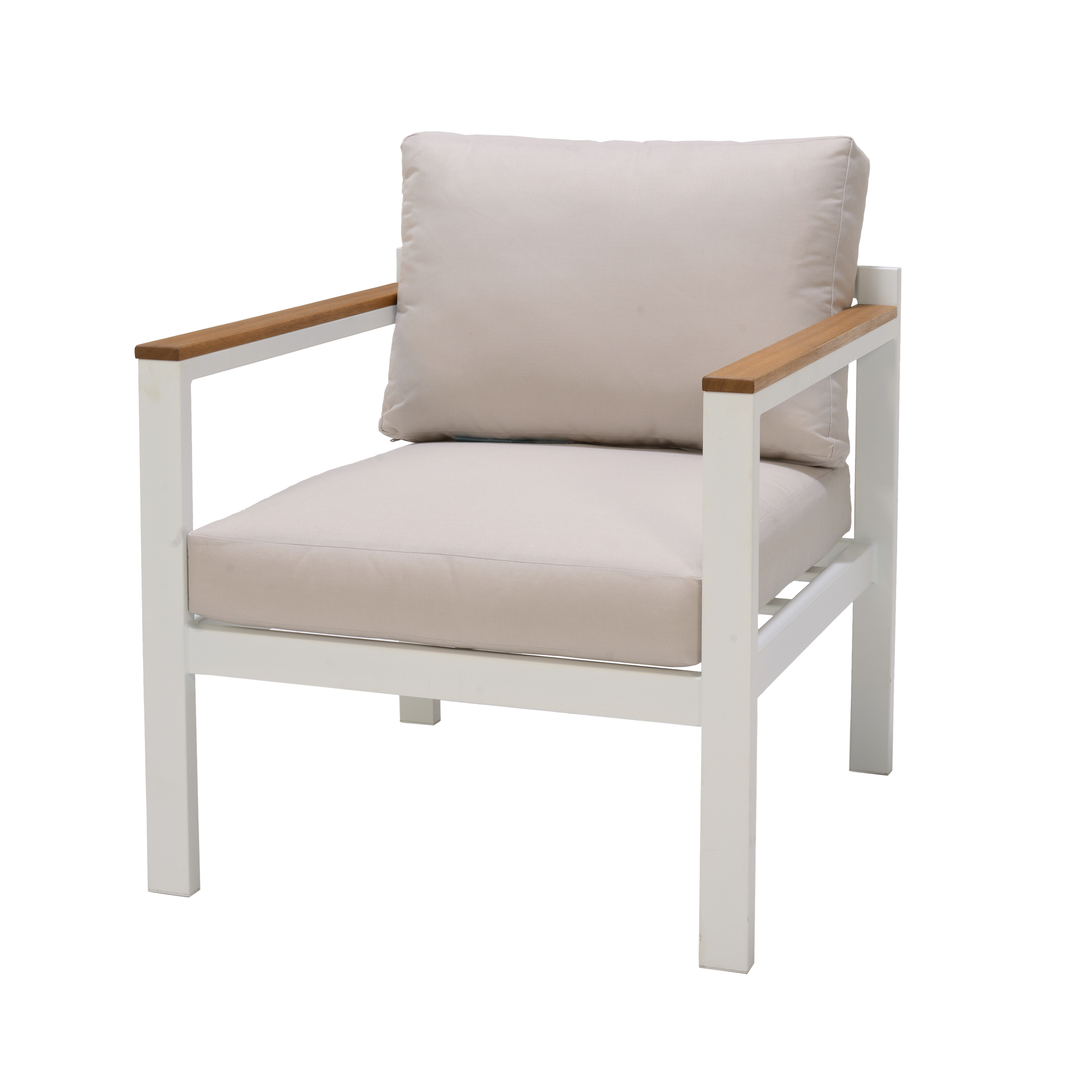 Salotto da giardino per 5 persone bianco Oris NATERIAL con cuscini in poliestere beige - 7