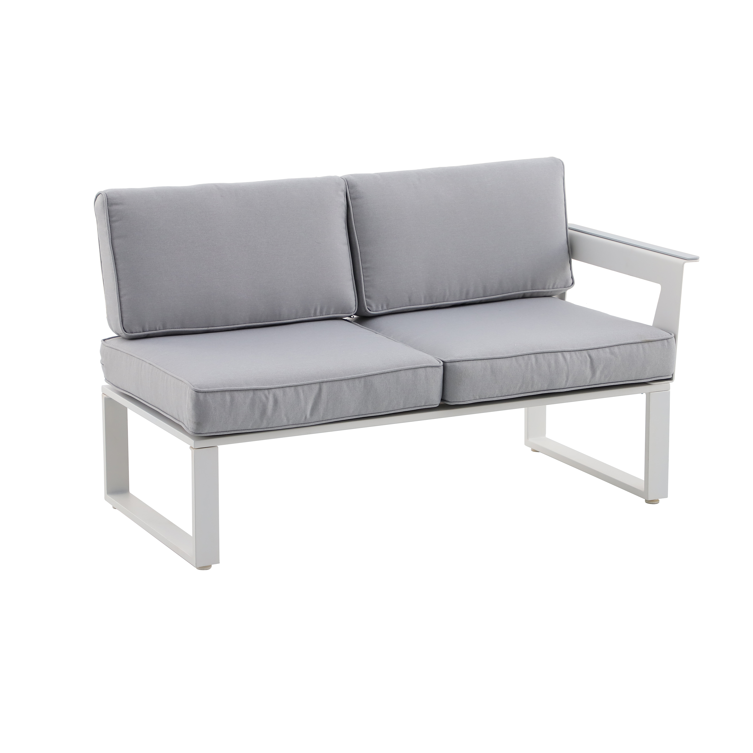 Salotto da giardino angolare per 7 persone bianco Odyssea NATERIAL con cuscini in poliestere grigio - 9